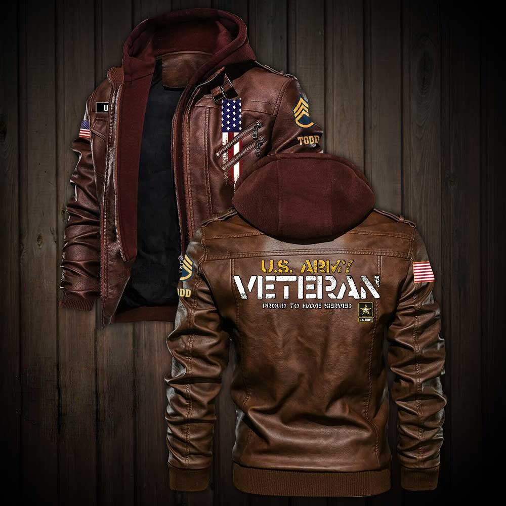 Premium Custom US Army Leather Jacket, Gifts For Army Veteran, Gifts On Father's Day, Veterans Day.