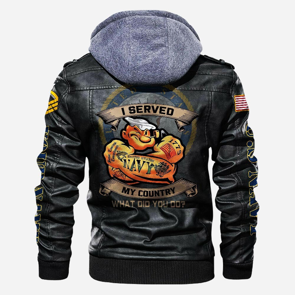 Premium Custom US Navy Leather Jacket, Gifts For Navy Veteran, Gifts On Father's Day, Veterans Day.