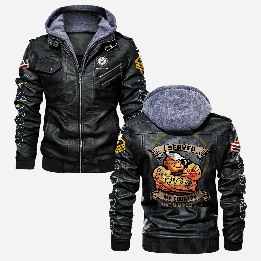 Premium Custom US Navy Leather Jacket, Gifts For Navy Veteran, Gifts On Father's Day, Veterans Day.