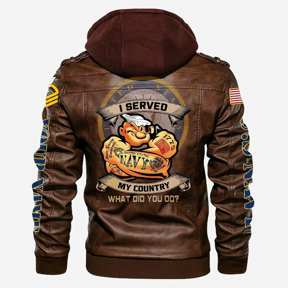 Premium Custom US Navy Leather Jacket, Gifts For Navy Veteran, Gifts On Father's Day, Veterans Day.