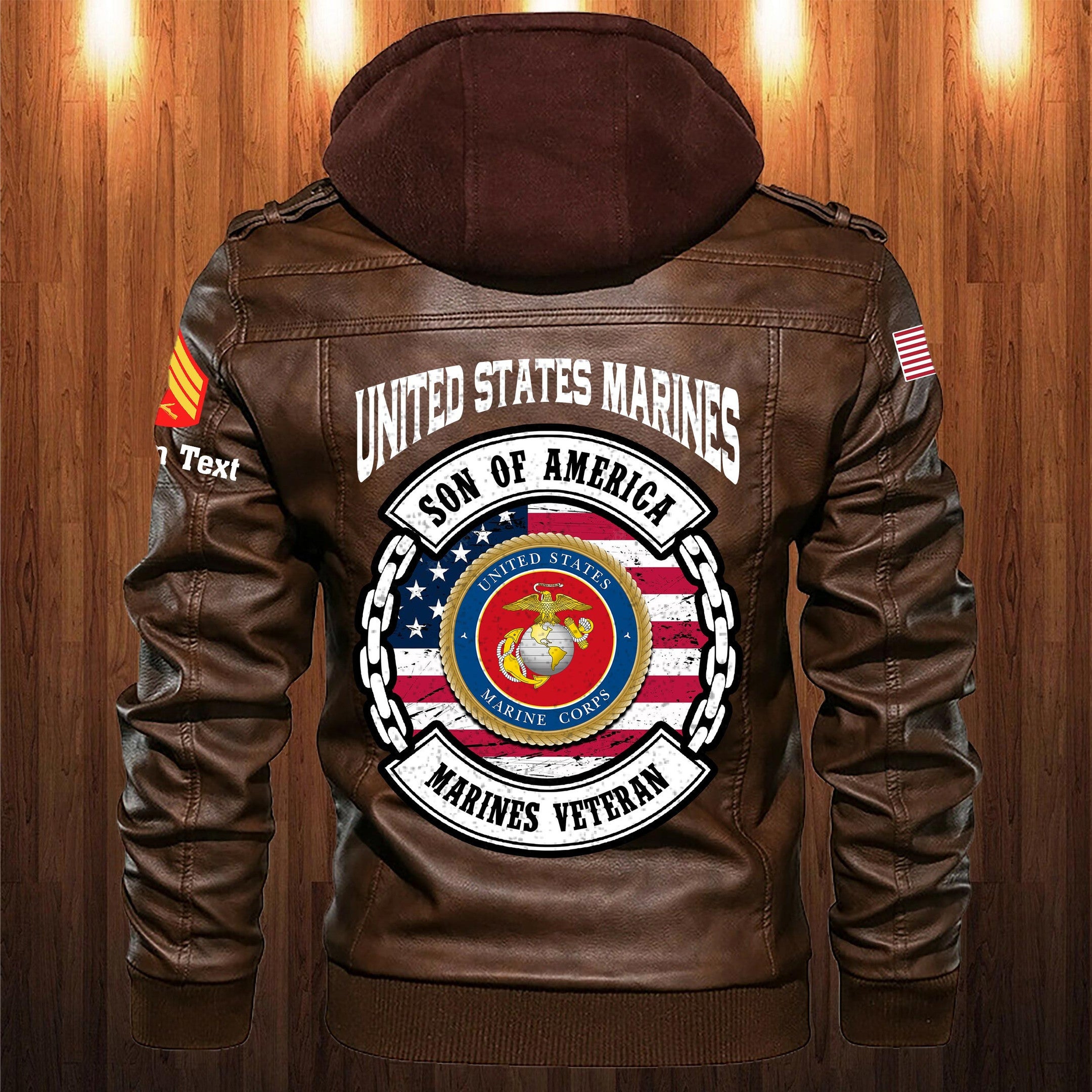 Premium Custom USMC Leather Jacket, Gifts For Marine Veteran, Gifts On Father's Day, Veterans Day.