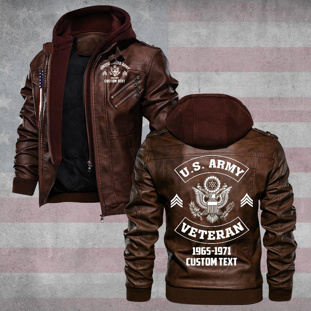 Premium Custom US Army Leather Jacket, Gifts For Army Veteran, Gifts On Father's Day, Veterans Day.