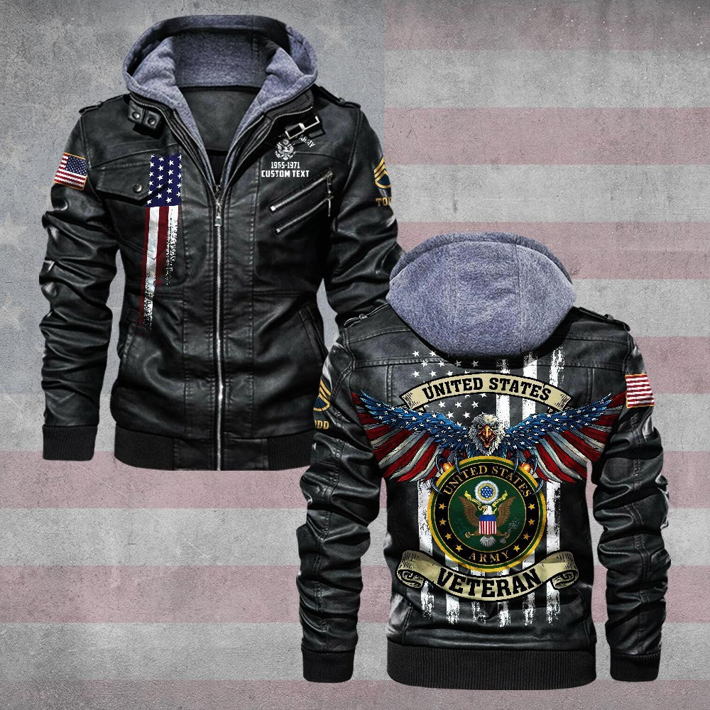 Premium Custom US Army Leather Jacket, Gifts For Army Veteran, Gifts On Father's Day, Veterans Day.