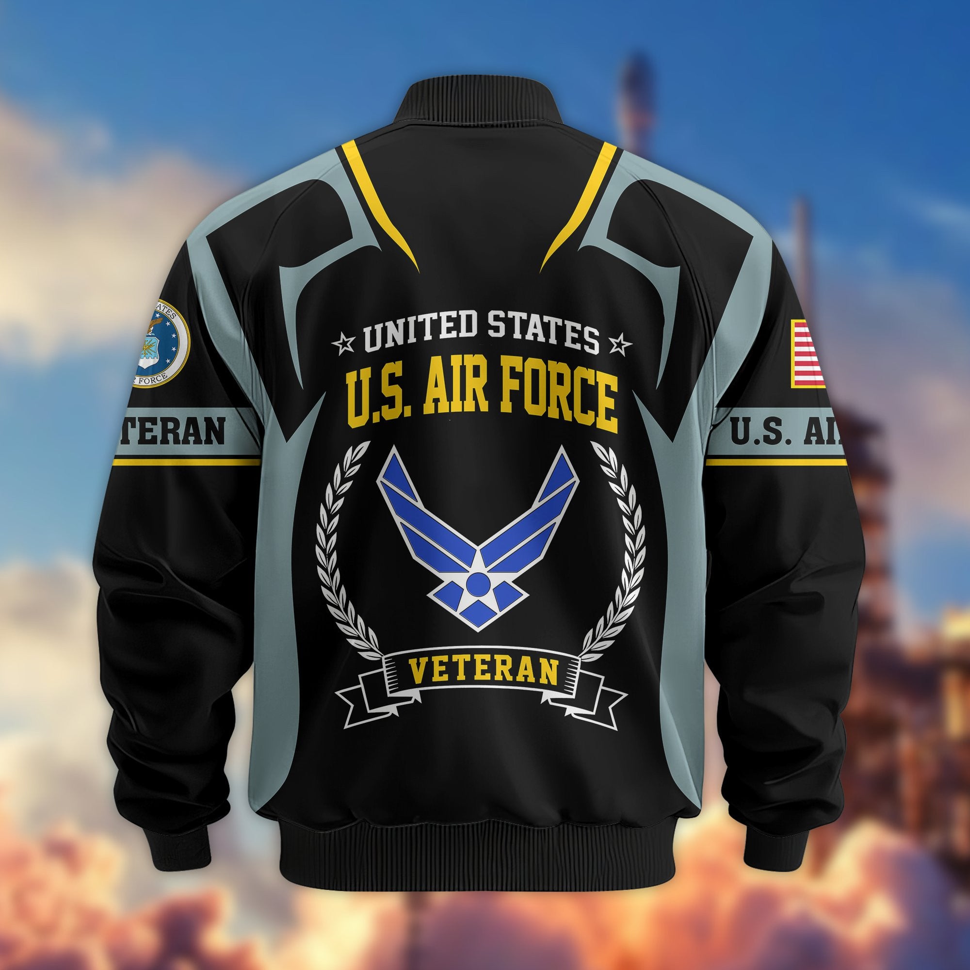 Premium US Veterans Bomber Jacket, Gifts For US Veterans, Gifts On Father's Day, Veterans Day.