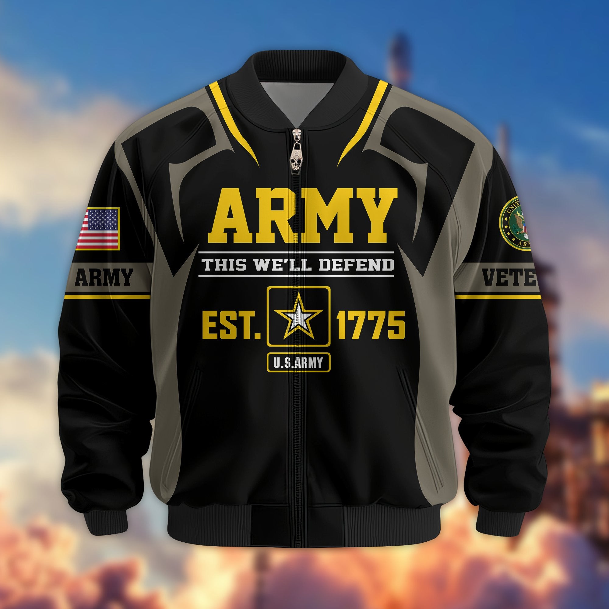 Premium US Veterans Bomber Jacket, Gifts For US Veterans, Gifts On Father's Day, Veterans Day.