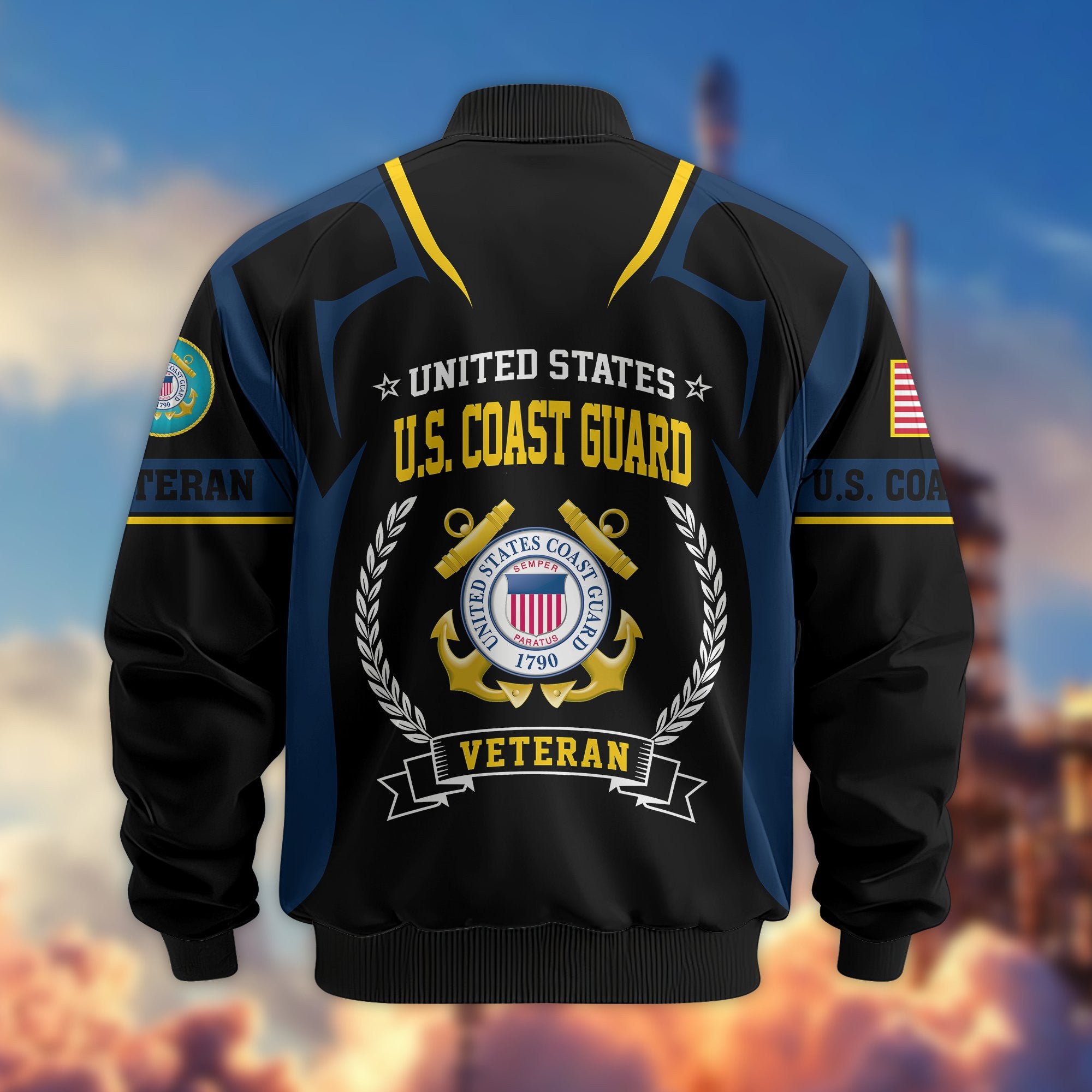 Premium US Veterans Bomber Jacket, Gifts For US Veterans, Gifts On Father's Day, Veterans Day.