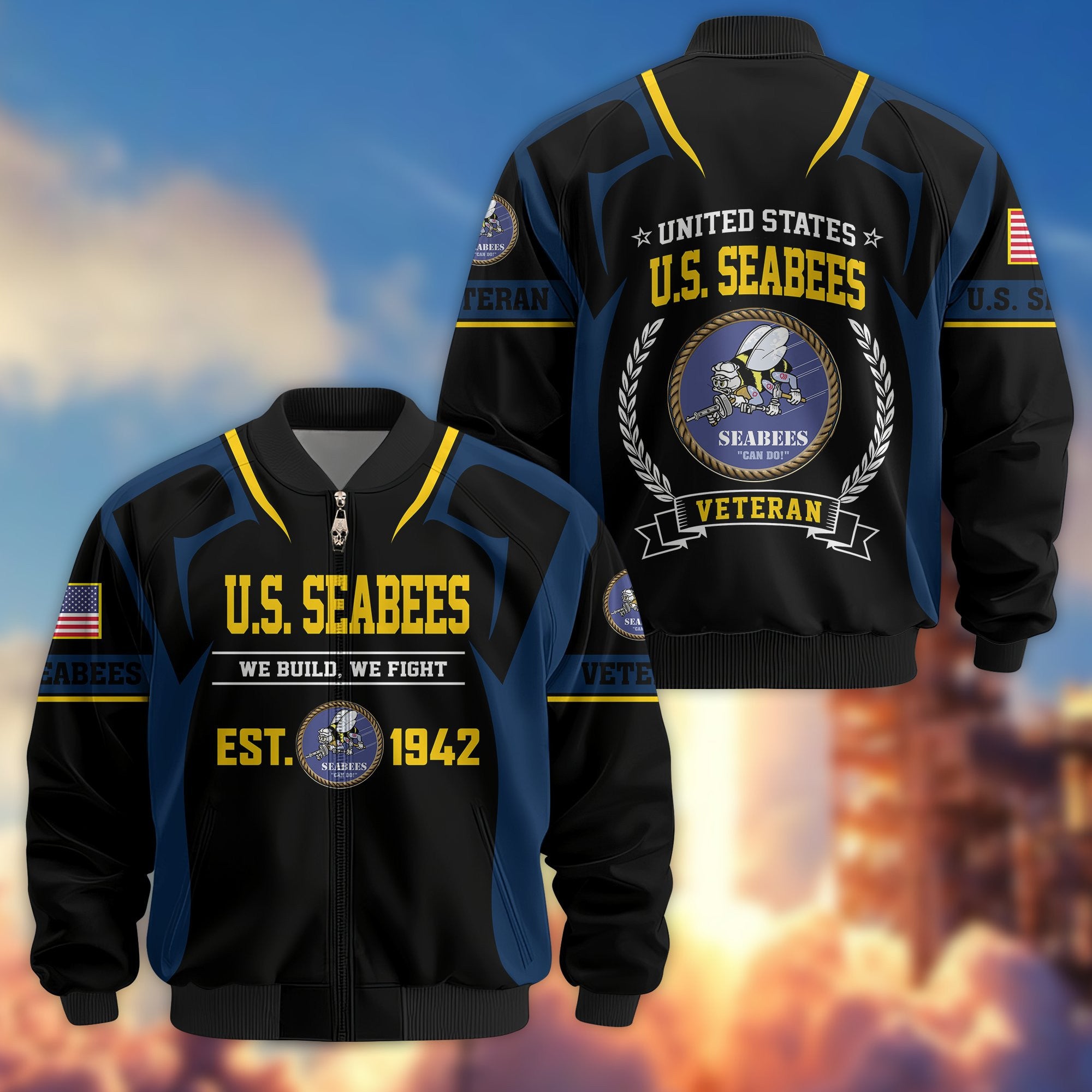 Premium US Veterans Bomber Jacket, Gifts For US Veterans, Gifts On Father's Day, Veterans Day.