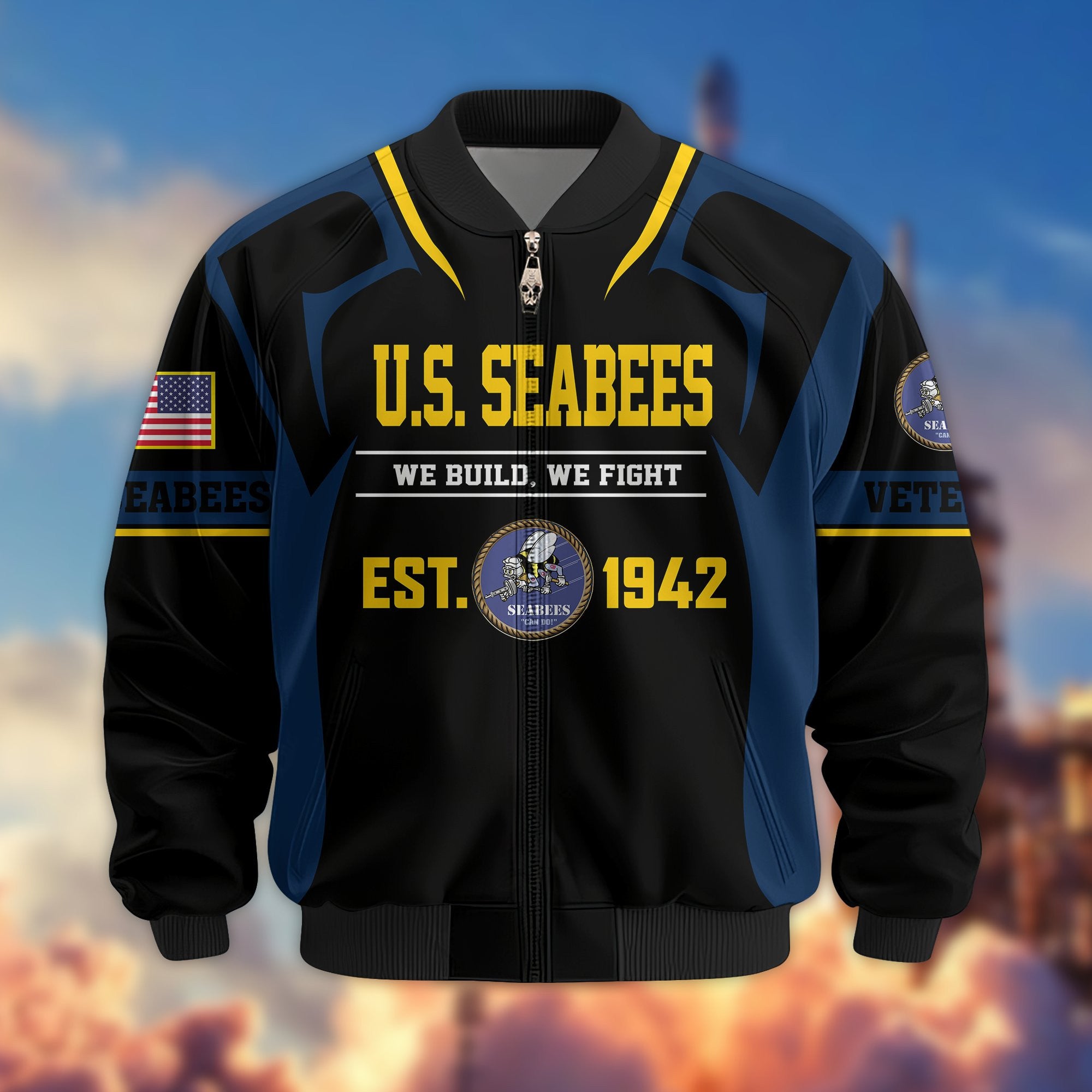 Premium US Veterans Bomber Jacket, Gifts For US Veterans, Gifts On Father's Day, Veterans Day.