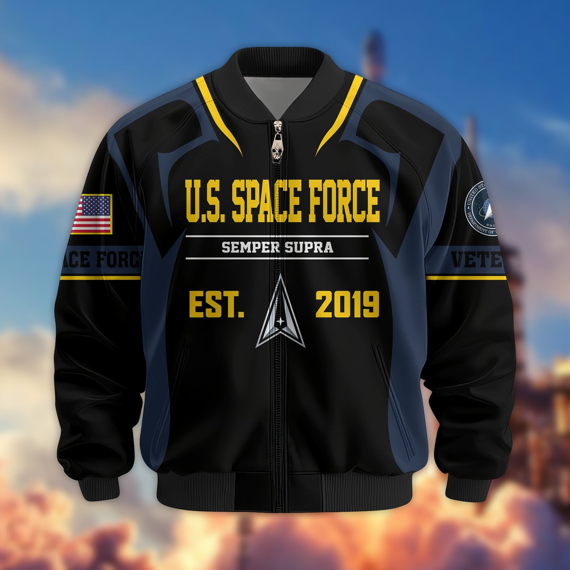 Premium US Veterans Bomber Jacket, Gifts For US Veterans, Gifts On Father's Day, Veterans Day.