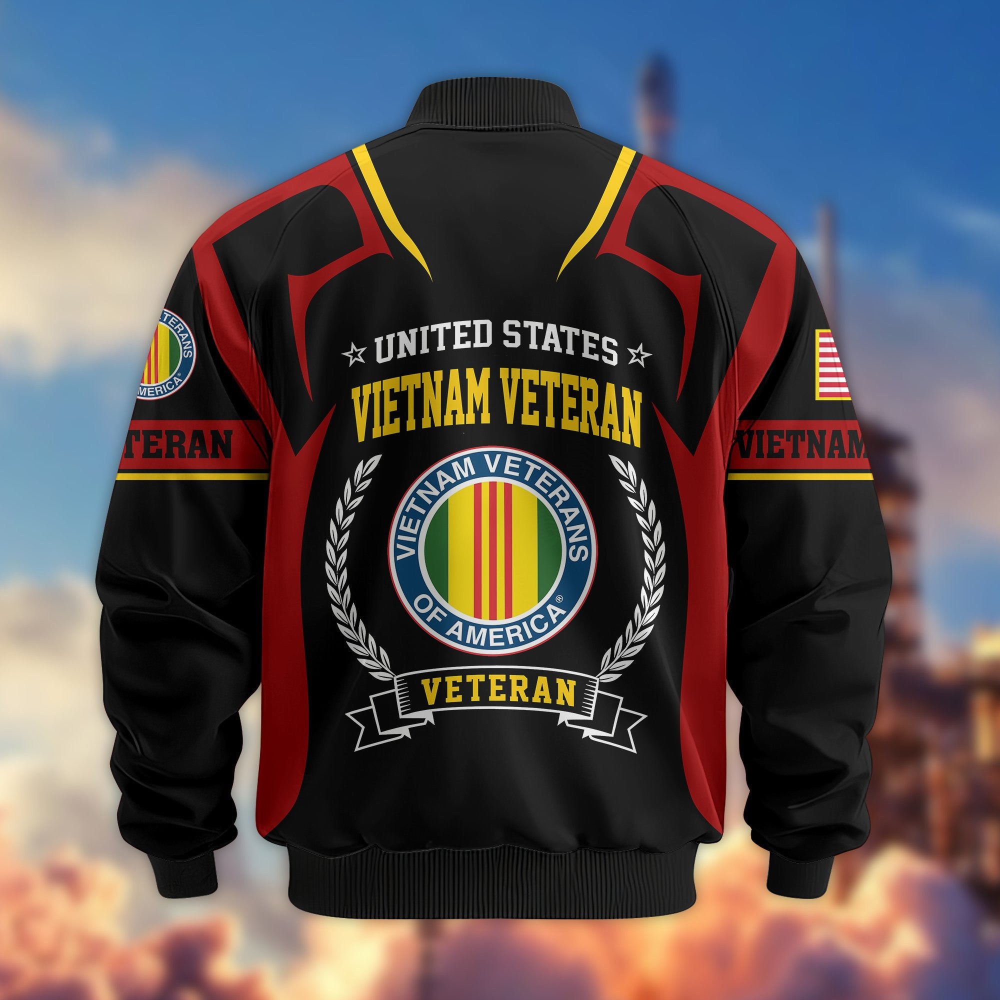 Premium US Veterans Bomber Jacket, Gifts For US Veterans, Gifts On Father's Day, Veterans Day.