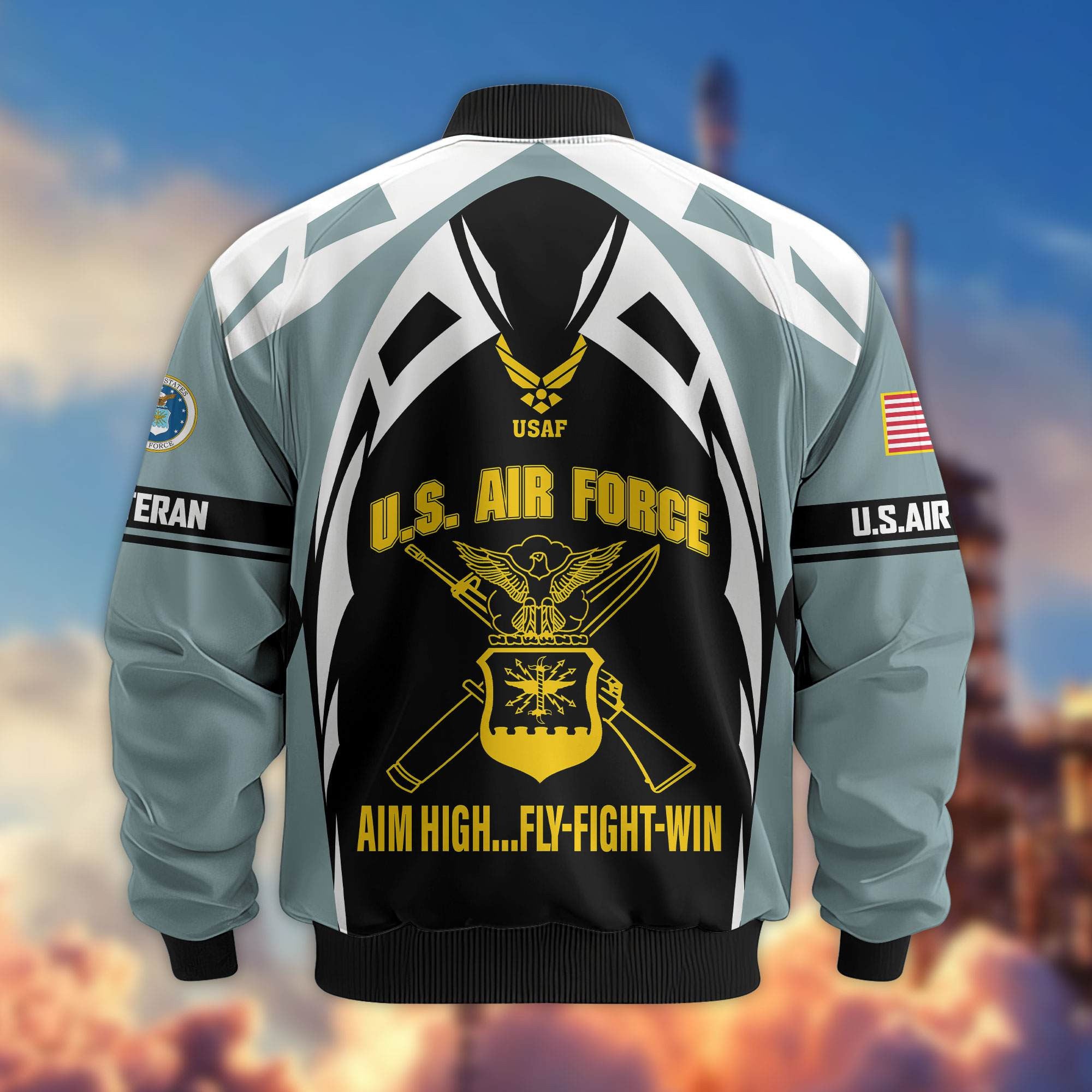 Premium US Veterans Bomber Jacket, Gifts For US Veterans, Gifts On Father's Day, Veterans Day.