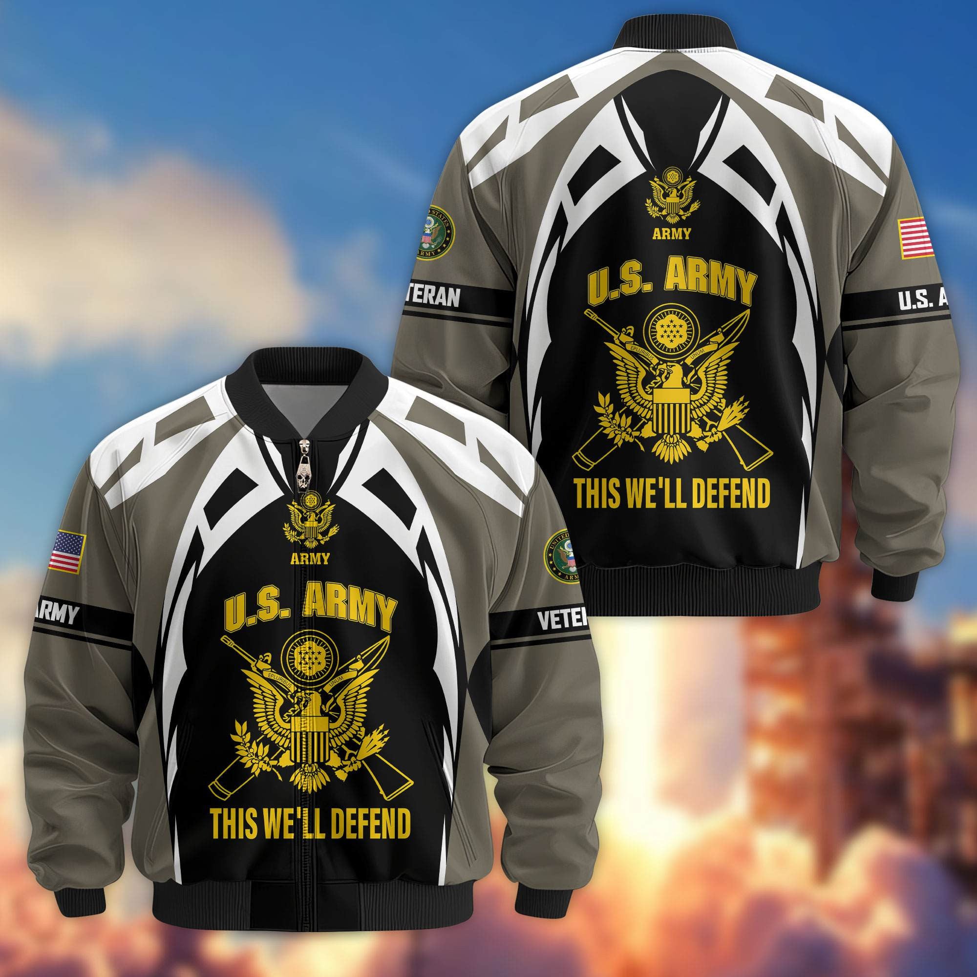 Premium US Veterans Bomber Jacket, Gifts For US Veterans, Gifts On Father's Day, Veterans Day.