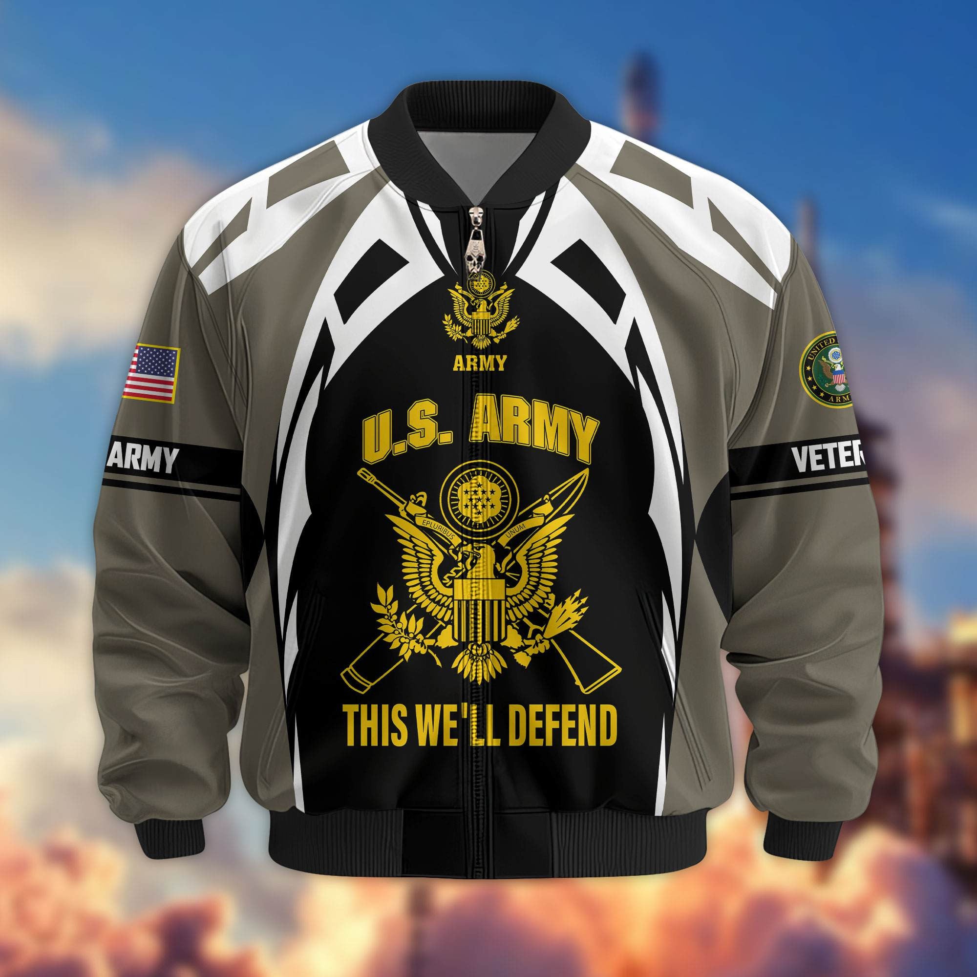 Premium US Veterans Bomber Jacket, Gifts For US Veterans, Gifts On Father's Day, Veterans Day.