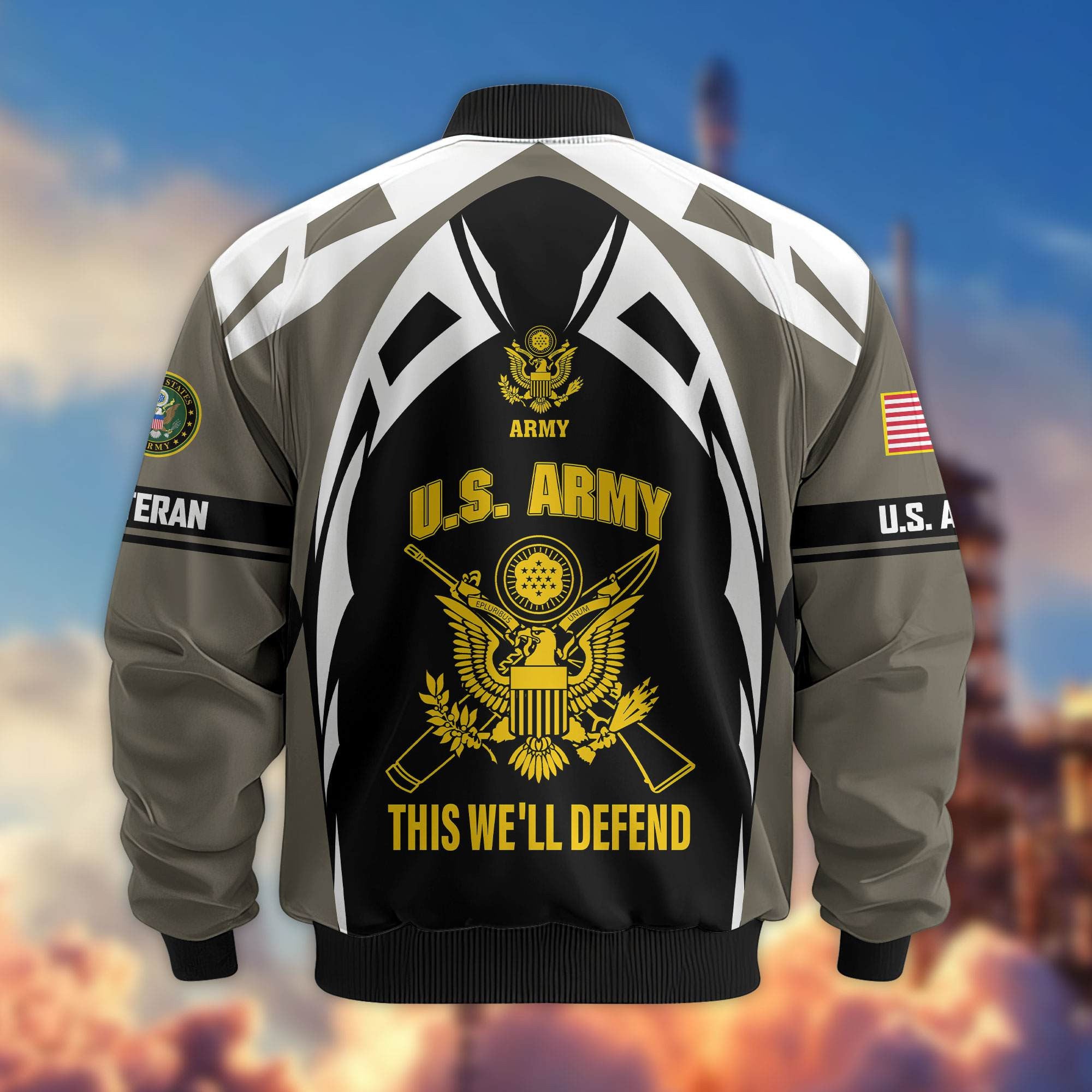 Premium US Veterans Bomber Jacket, Gifts For US Veterans, Gifts On Father's Day, Veterans Day.