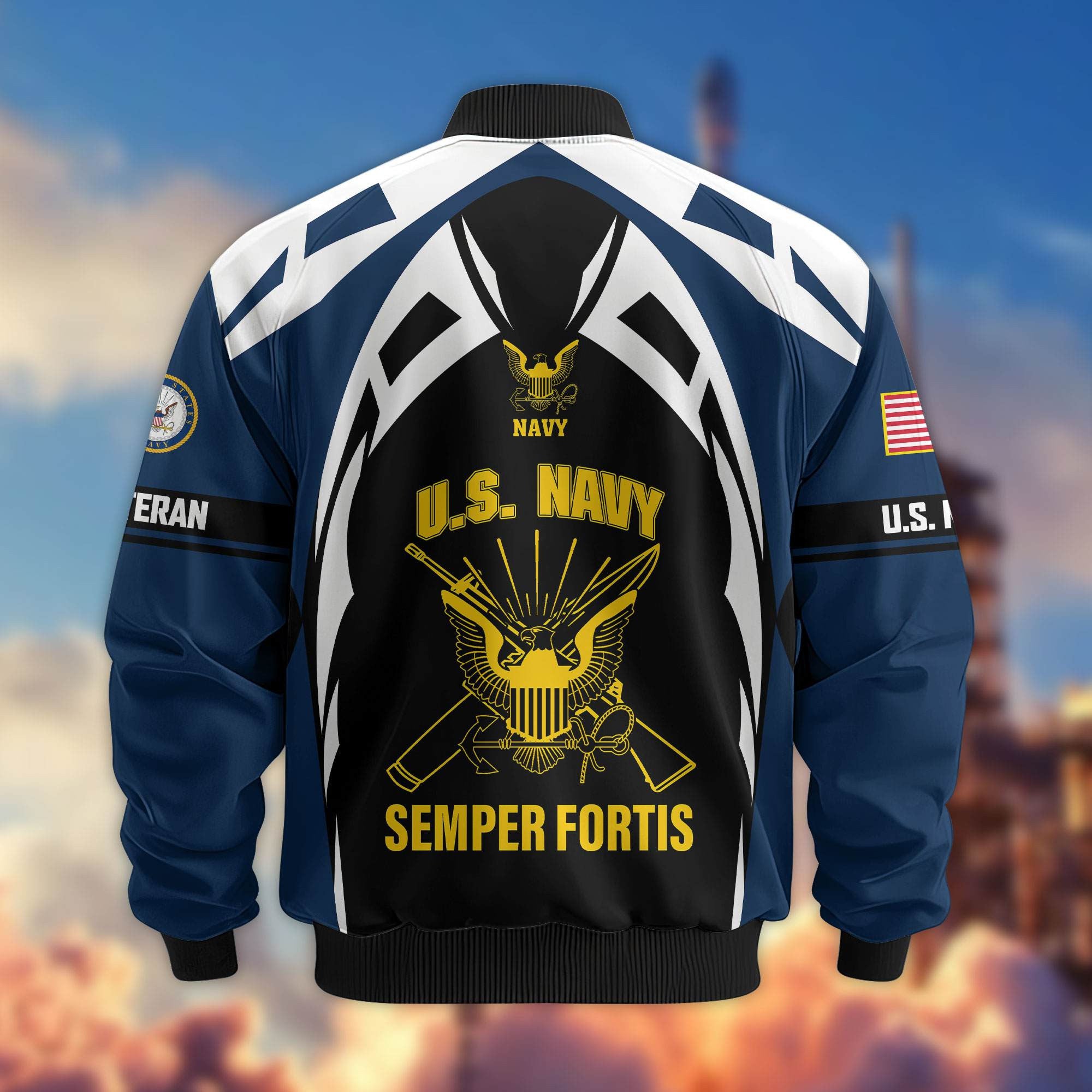 Premium US Veterans Bomber Jacket, Gifts For US Veterans, Gifts On Father's Day, Veterans Day.