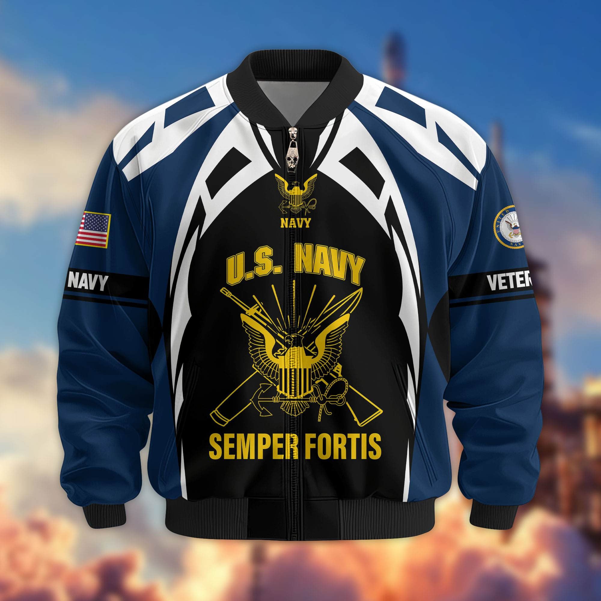 Premium US Veterans Bomber Jacket, Gifts For US Veterans, Gifts On Father's Day, Veterans Day.