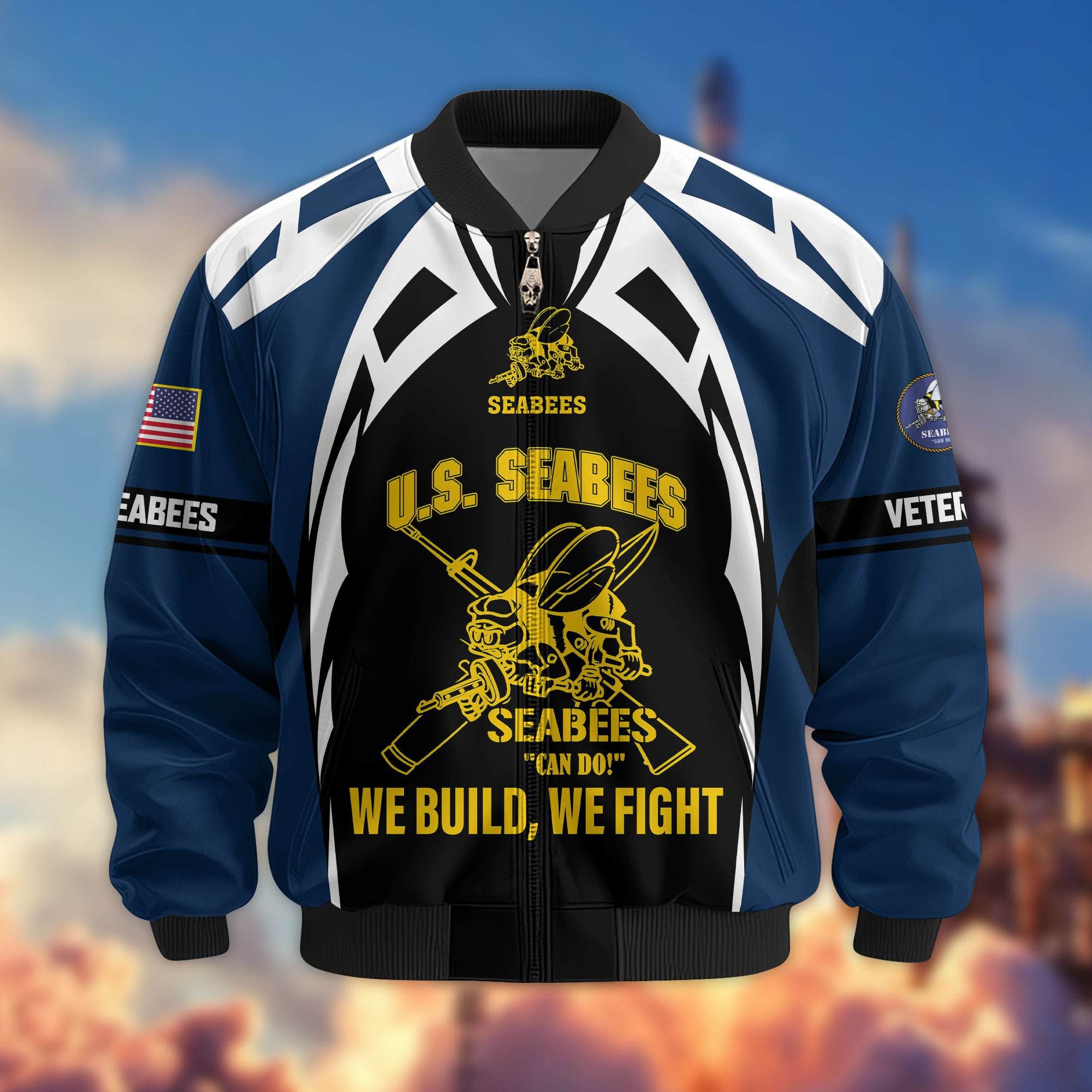 Premium US Veterans Bomber Jacket, Gifts For US Veterans, Gifts On Father's Day, Veterans Day.