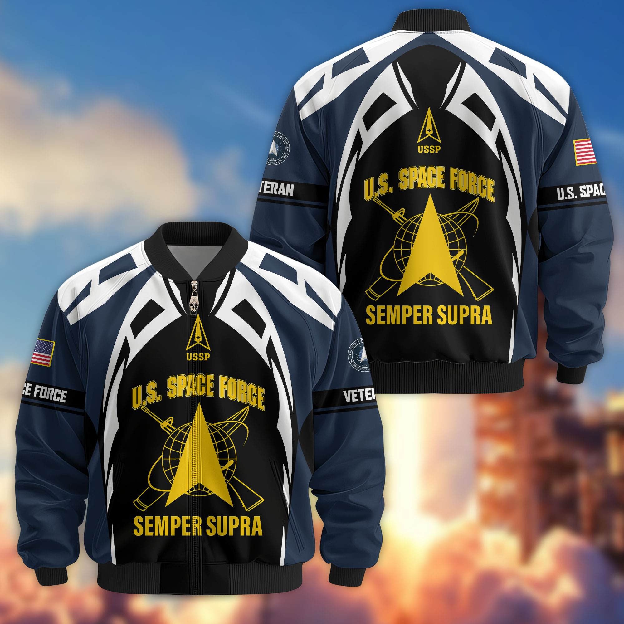 Premium US Veterans Bomber Jacket, Gifts For US Veterans, Gifts On Father's Day, Veterans Day.
