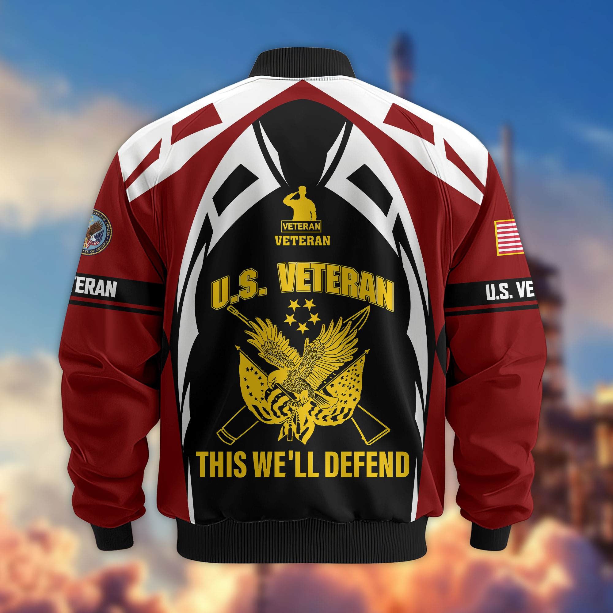 Premium US Veterans Bomber Jacket, Gifts For US Veterans, Gifts On Father's Day, Veterans Day.