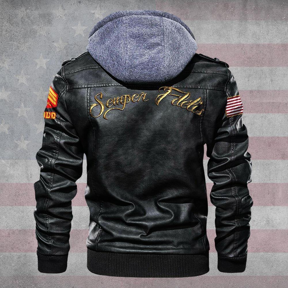 Premium Custom USMC Leather Jacket, Gifts For Marine Veteran, Gifts On Father's Day, Veterans Day.