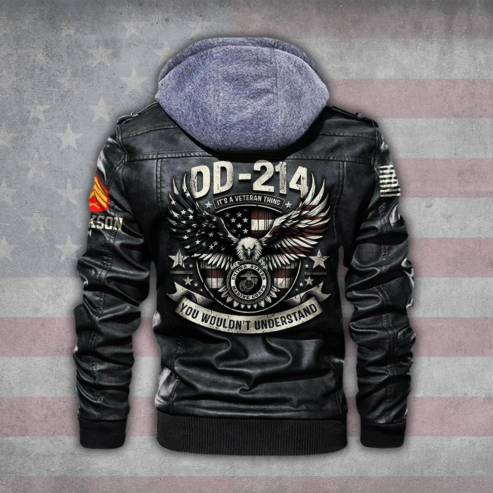 Premium Custom USMC Leather Jacket, Gifts For Marine Veteran, Gifts On Father's Day, Veterans Day.