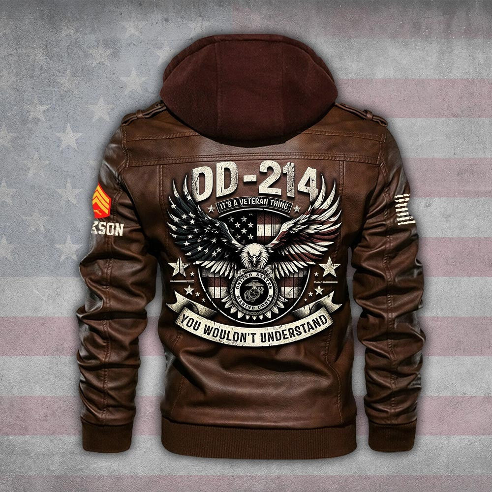 Premium Custom USMC Leather Jacket, Gifts For Marine Veteran, Gifts On Father's Day, Veterans Day.