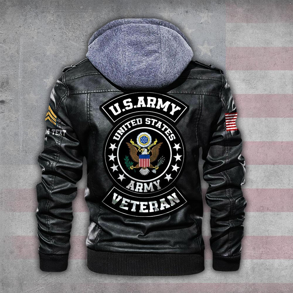 Premium Custom US Army Leather Jacket, Gifts For Army Veteran, Gifts On Father's Day, Veterans Day.
