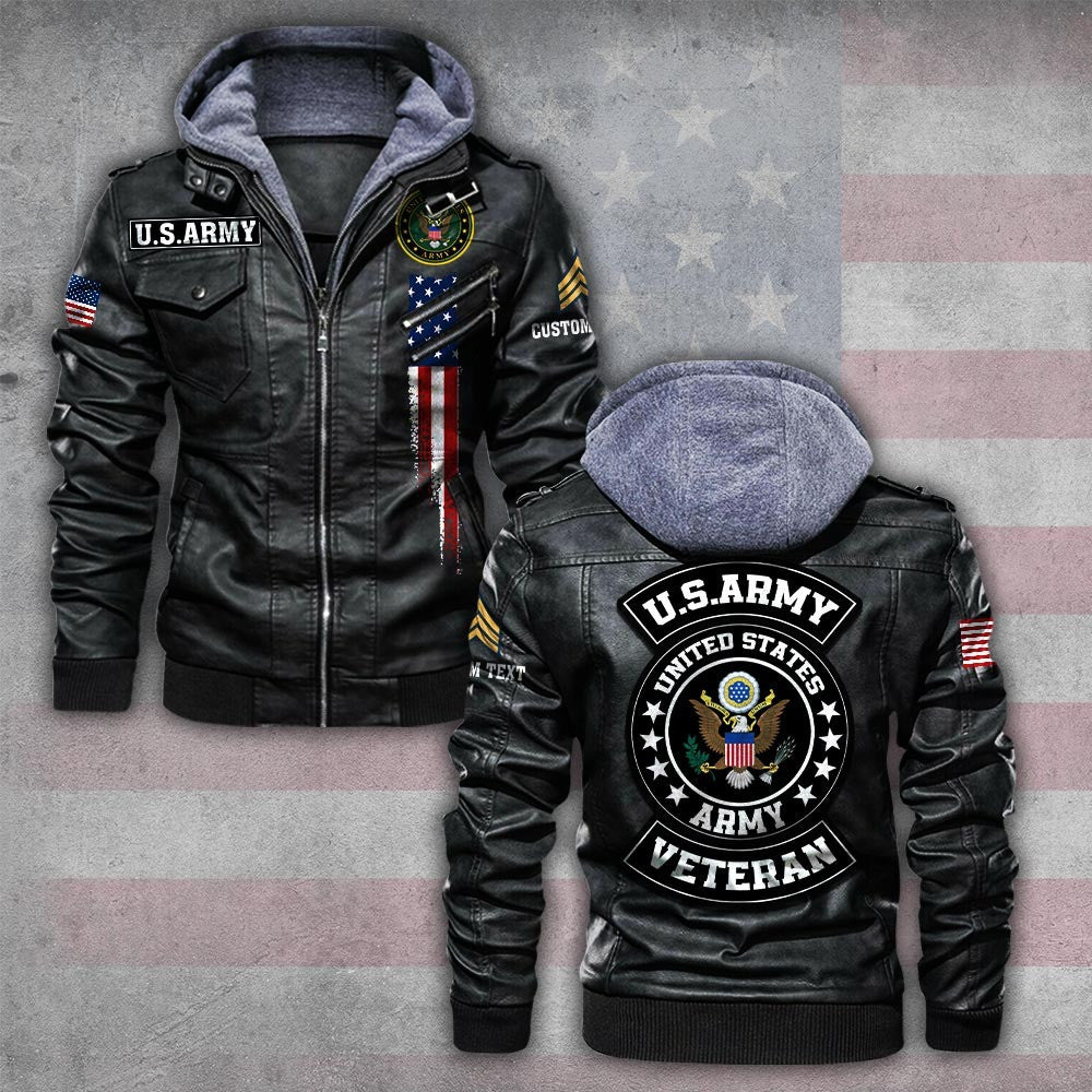 Premium Custom US Army Leather Jacket, Gifts For Army Veteran, Gifts On Father's Day, Veterans Day.