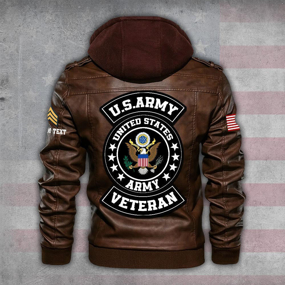 Premium Custom US Army Leather Jacket, Gifts For Army Veteran, Gifts On Father's Day, Veterans Day.