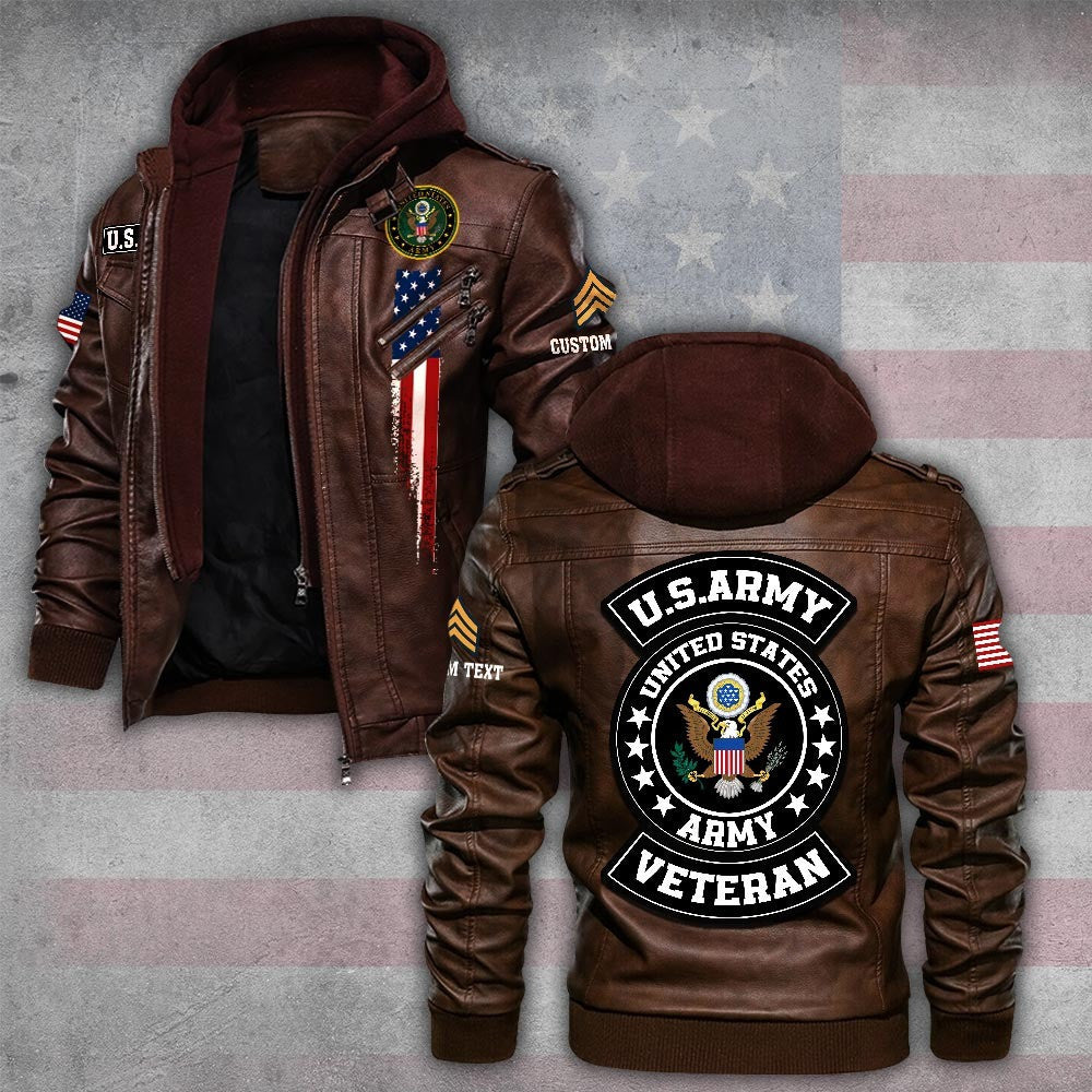 Premium Custom US Army Leather Jacket, Gifts For Army Veteran, Gifts On Father's Day, Veterans Day.