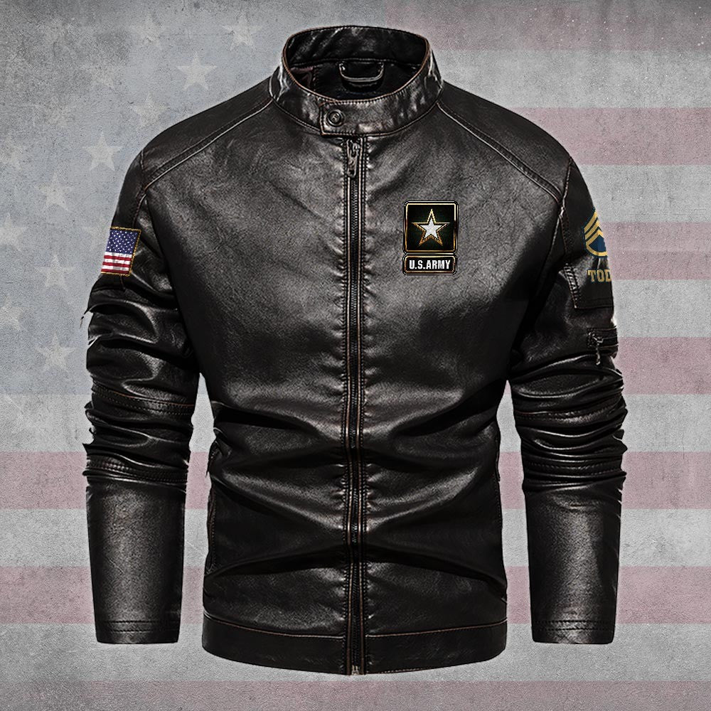 Premium Personalized US Army Veteran Leather Jacket, Gifts For Army Veteran, Gifts On Father's Day, Veterans Day.