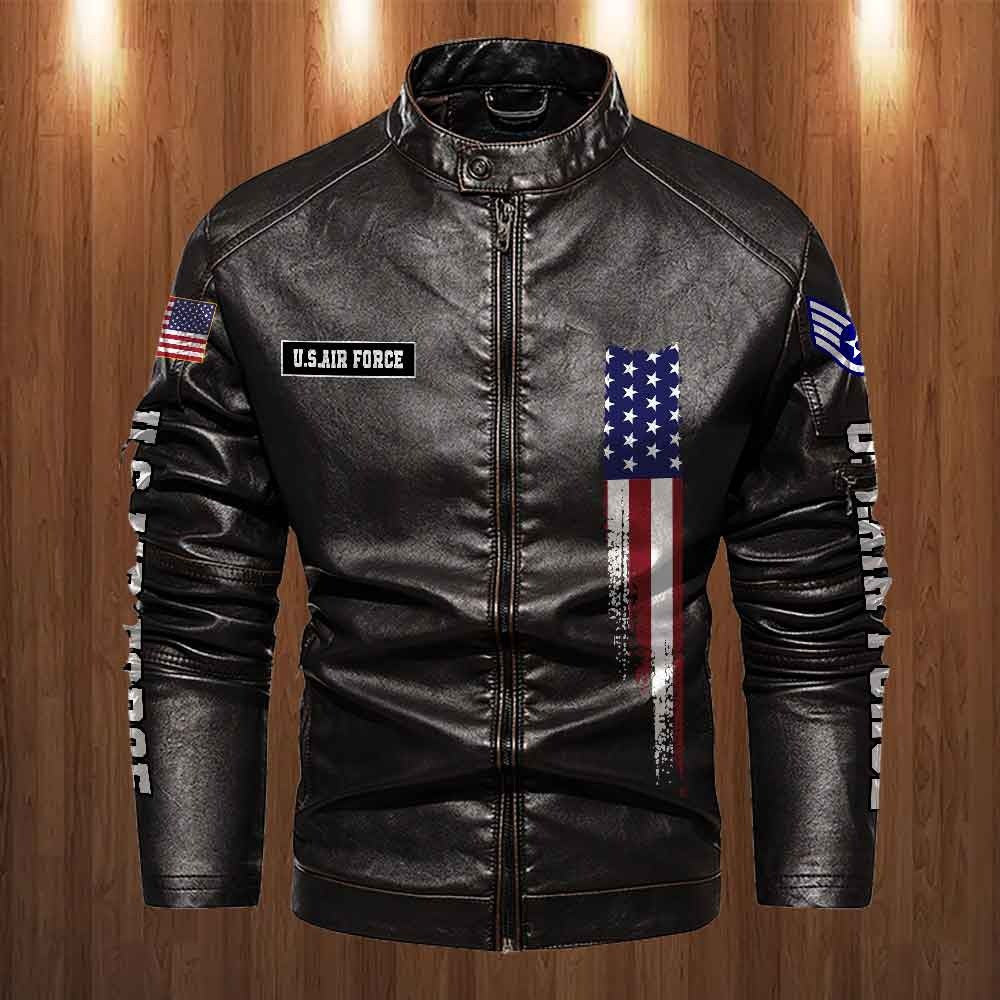 Premium Personalized USAF Veteran Leather Jacket, Gifts For Air Force Veteran, Gifts On Father's Day, Veterans Day.