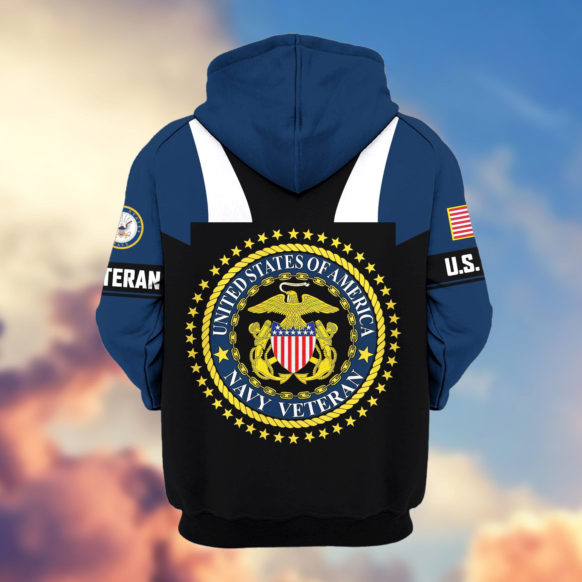 Premium US Veterans Zip Hoodie, Gifts For US Veterans, Gifts On Father's Day, Veterans Day.