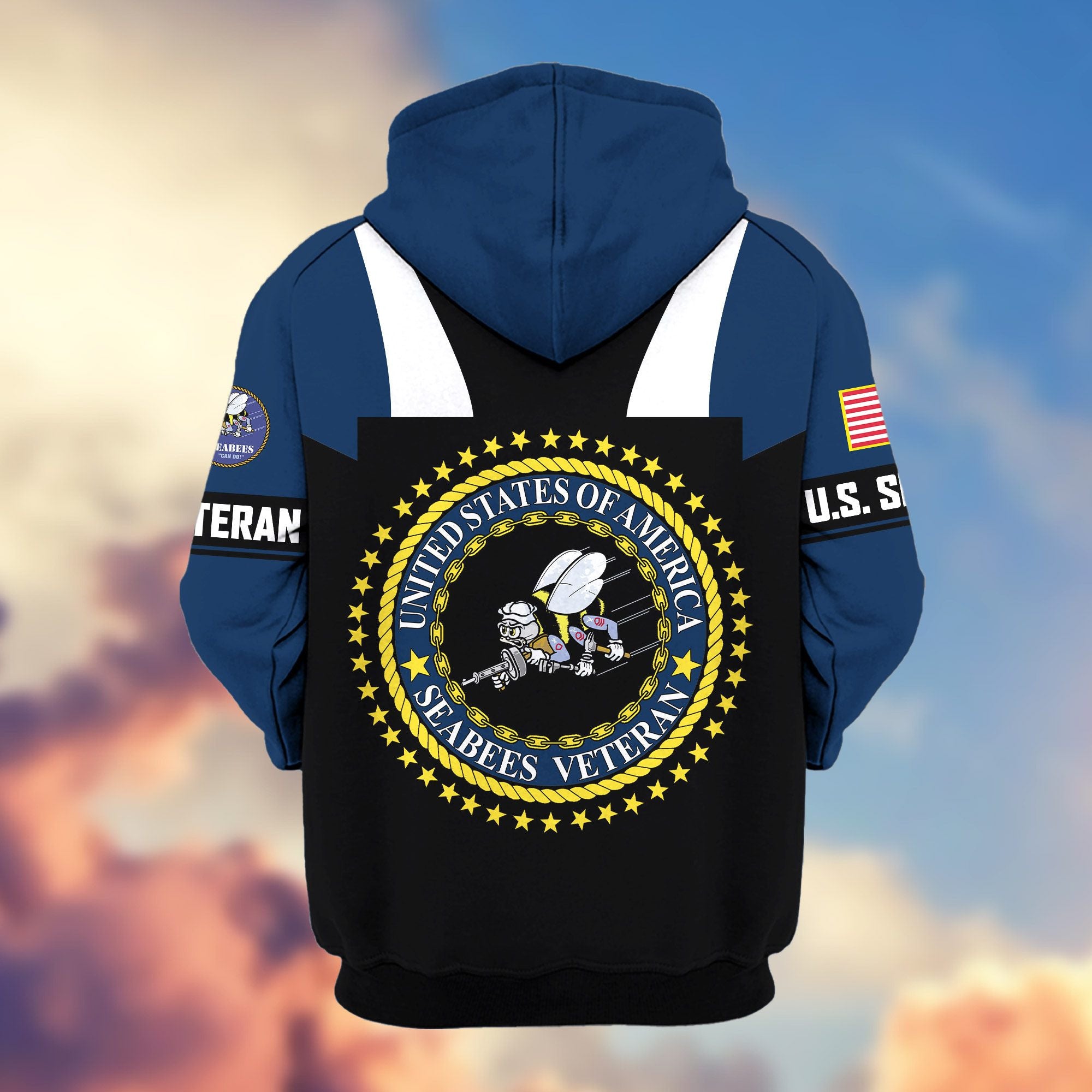 Premium US Veterans Zip Hoodie, Gifts For US Veterans, Gifts On Father's Day, Veterans Day.