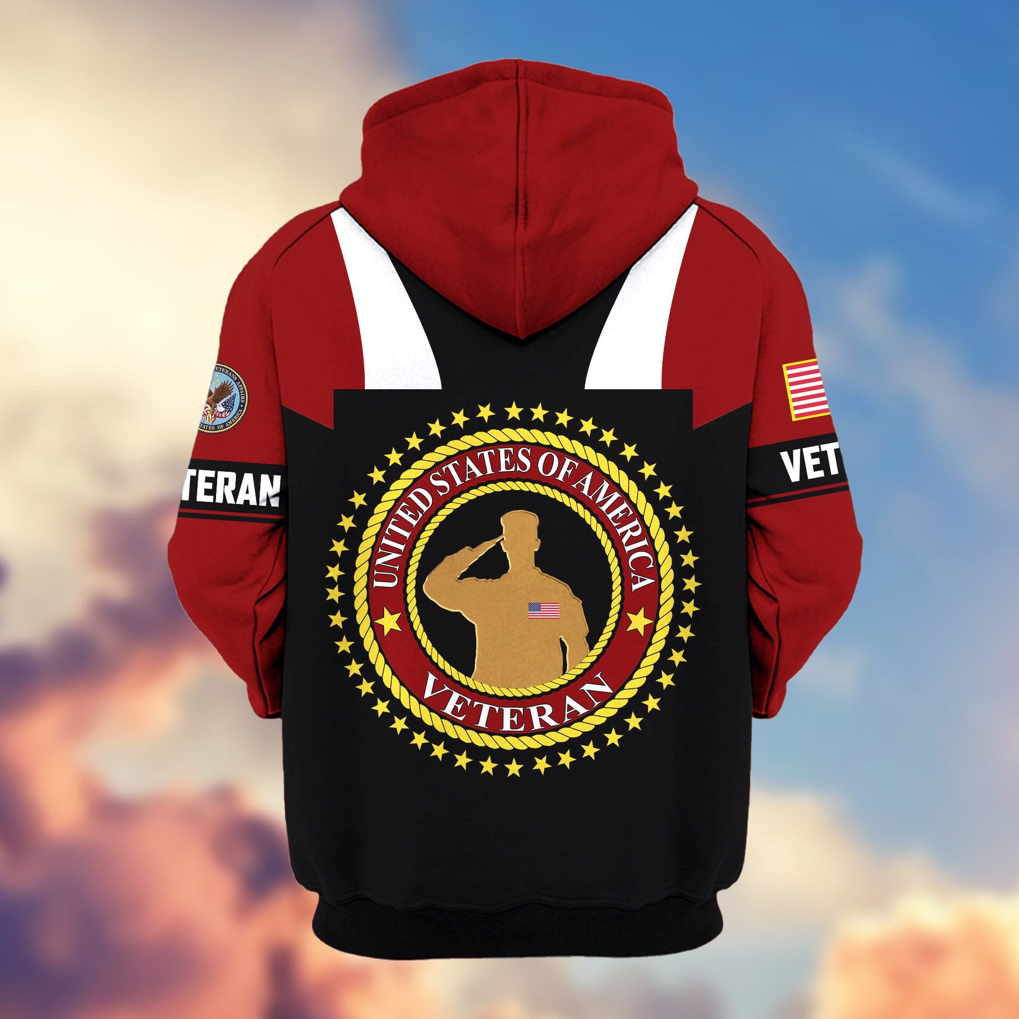 Premium US Veterans Zip Hoodie, Gifts For US Veterans, Gifts On Father's Day, Veterans Day.