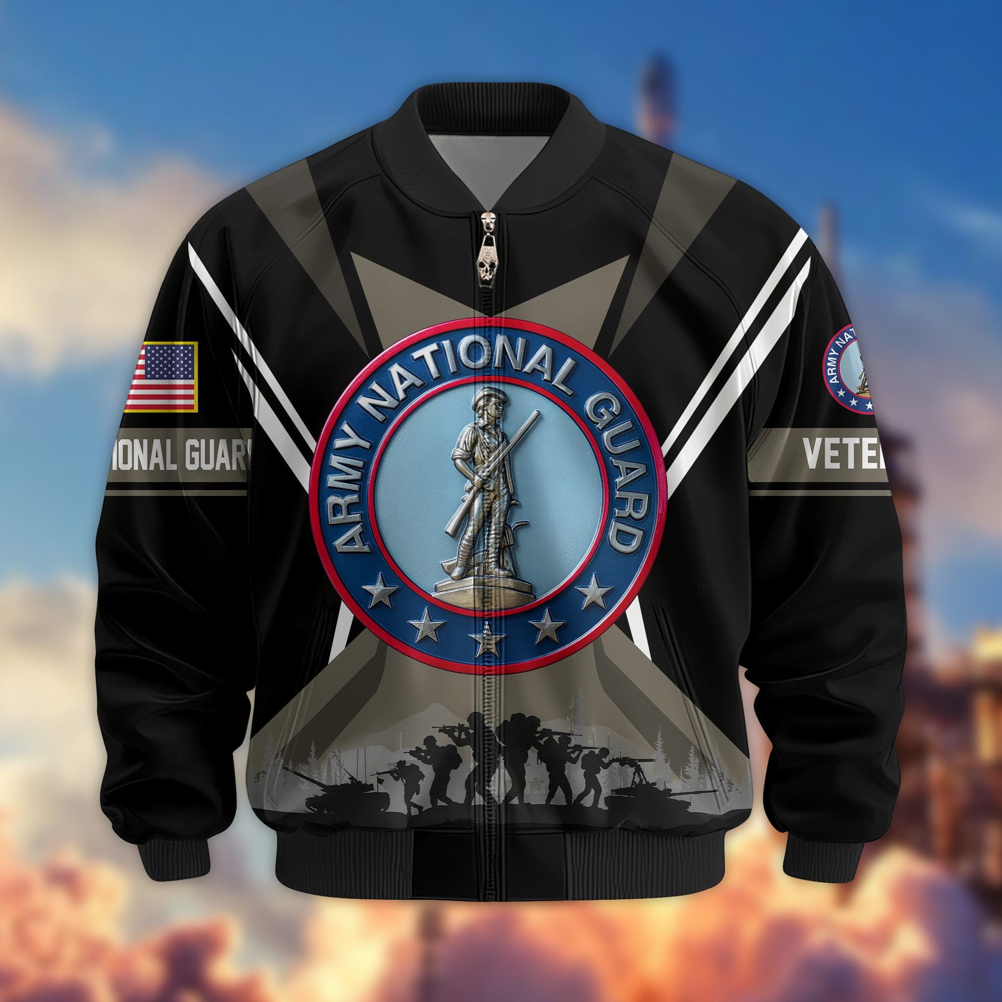 Premium US Veterans Bomber Jacket, Gifts For US Veterans, Gifts On Father's Day, Veterans Day.