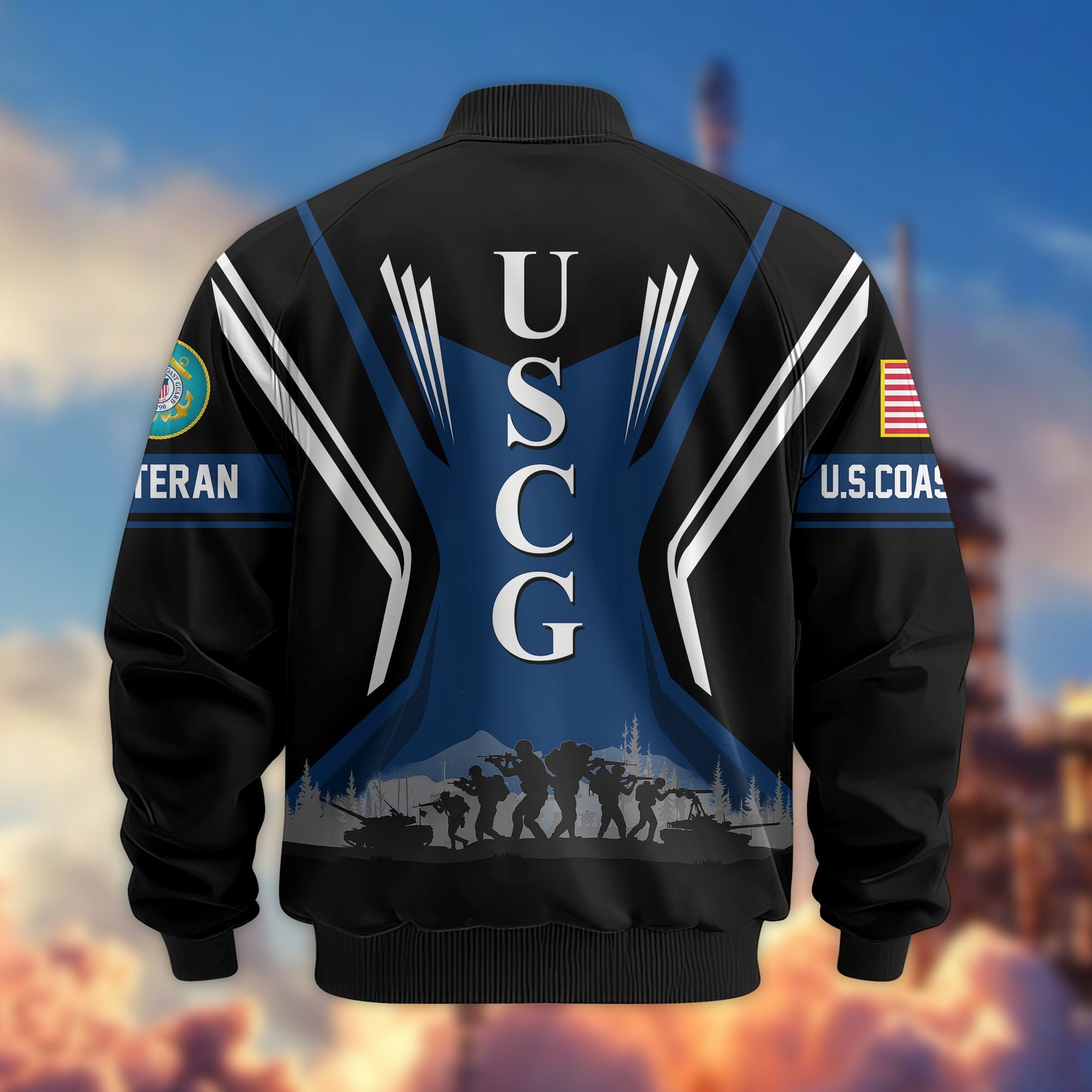 Premium US Veterans Bomber Jacket, Gifts For US Veterans, Gifts On Father's Day, Veterans Day.