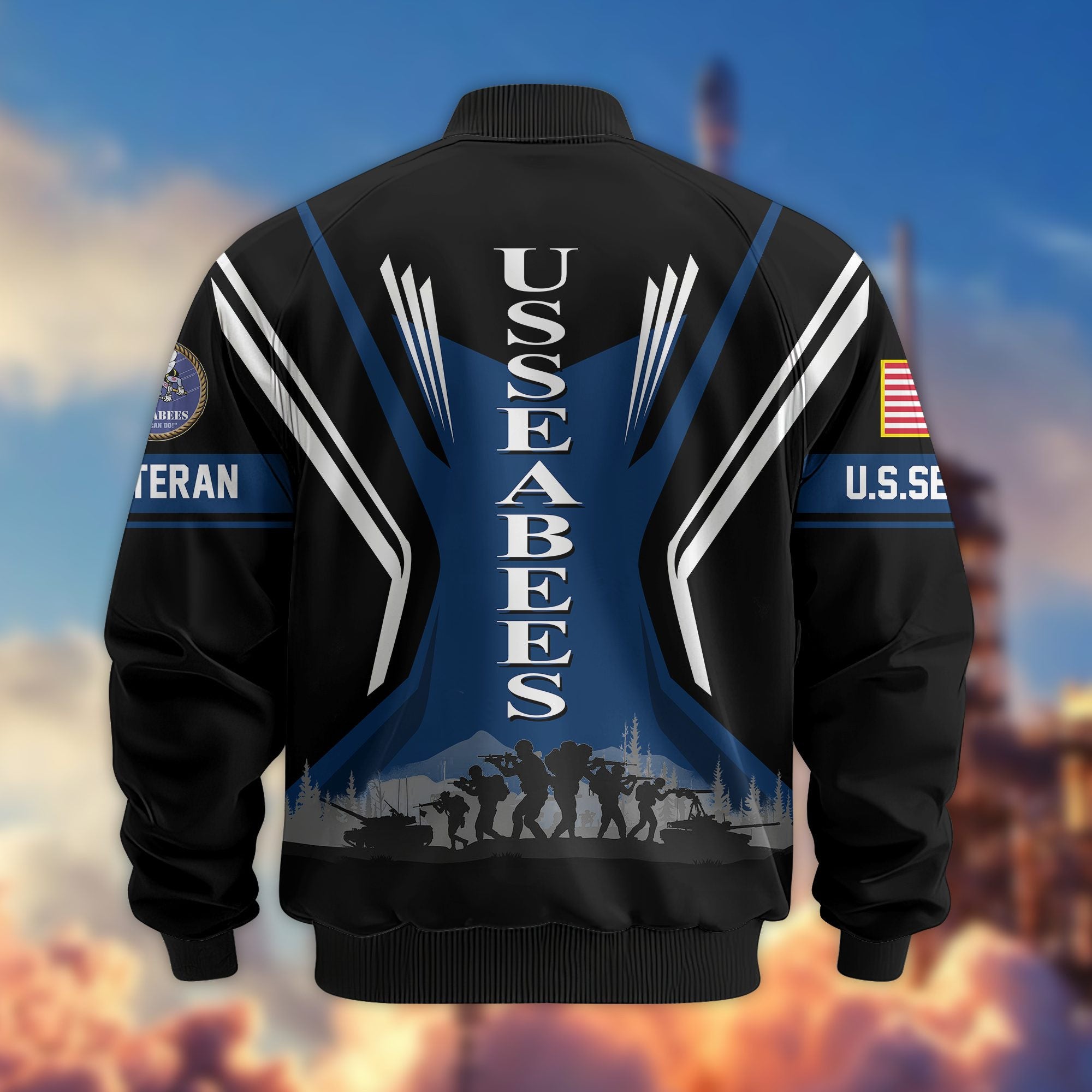 Premium US Veterans Bomber Jacket, Gifts For US Veterans, Gifts On Father's Day, Veterans Day.