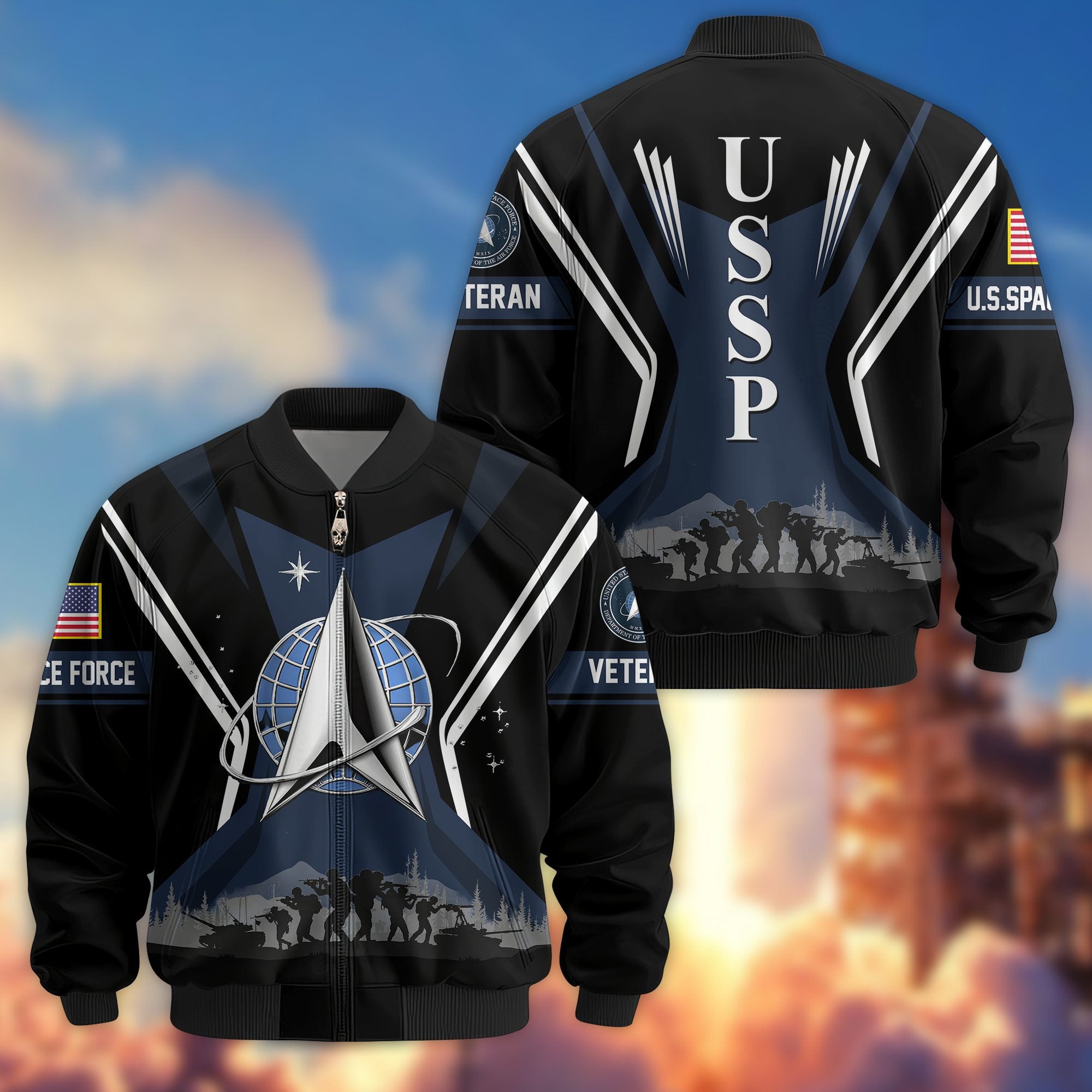 Premium US Veterans Bomber Jacket, Gifts For US Veterans, Gifts On Father's Day, Veterans Day.