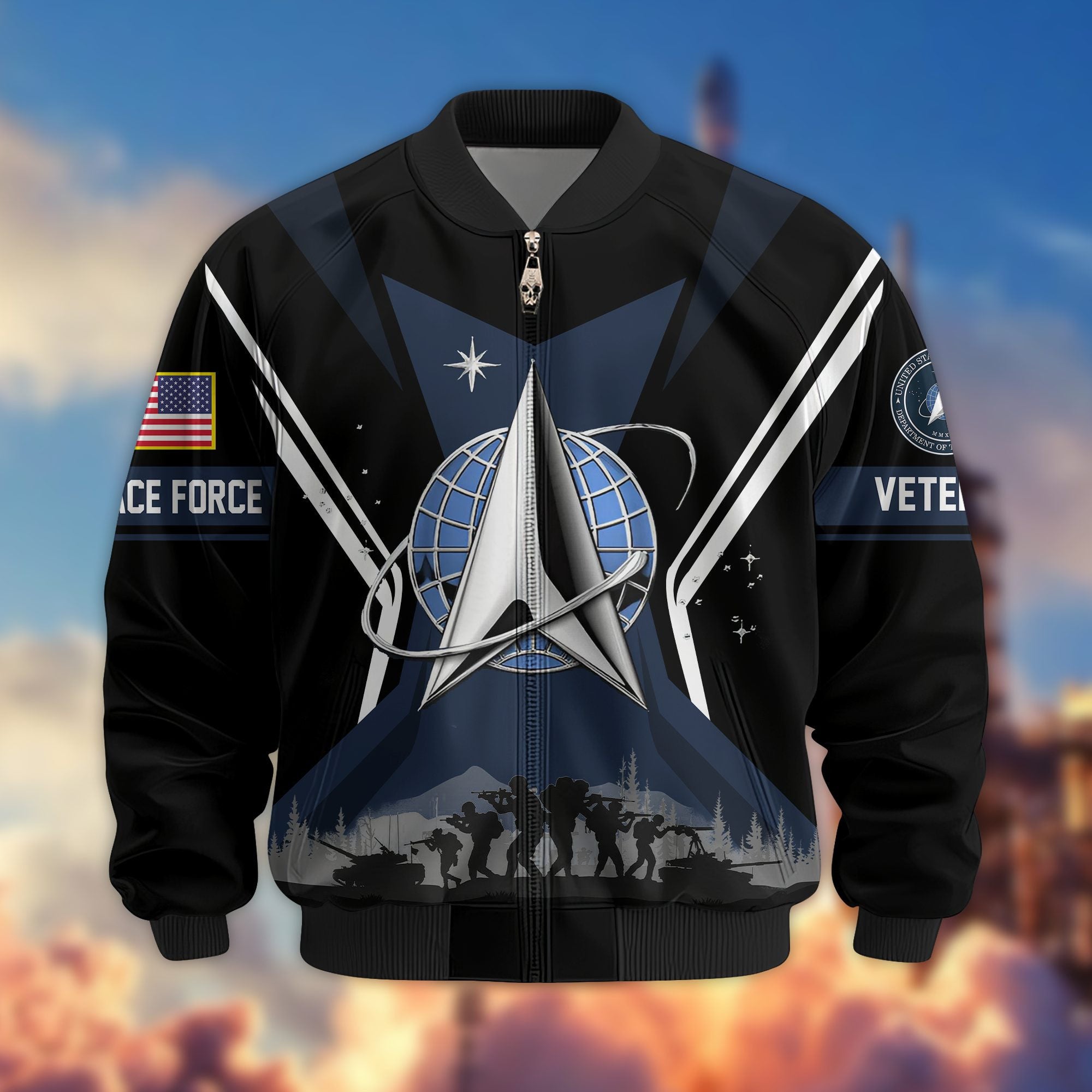 Premium US Veterans Bomber Jacket, Gifts For US Veterans, Gifts On Father's Day, Veterans Day.