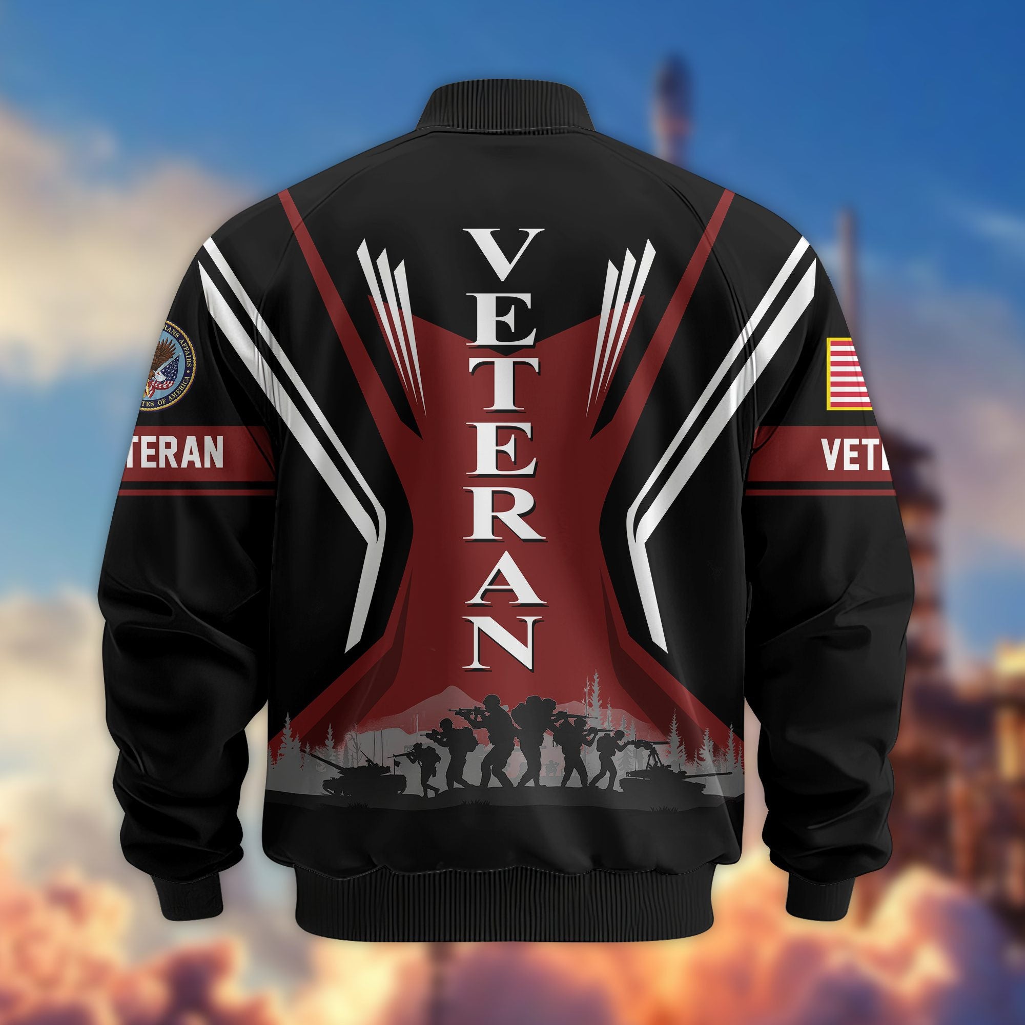 Premium US Veterans Bomber Jacket, Gifts For US Veterans, Gifts On Father's Day, Veterans Day.