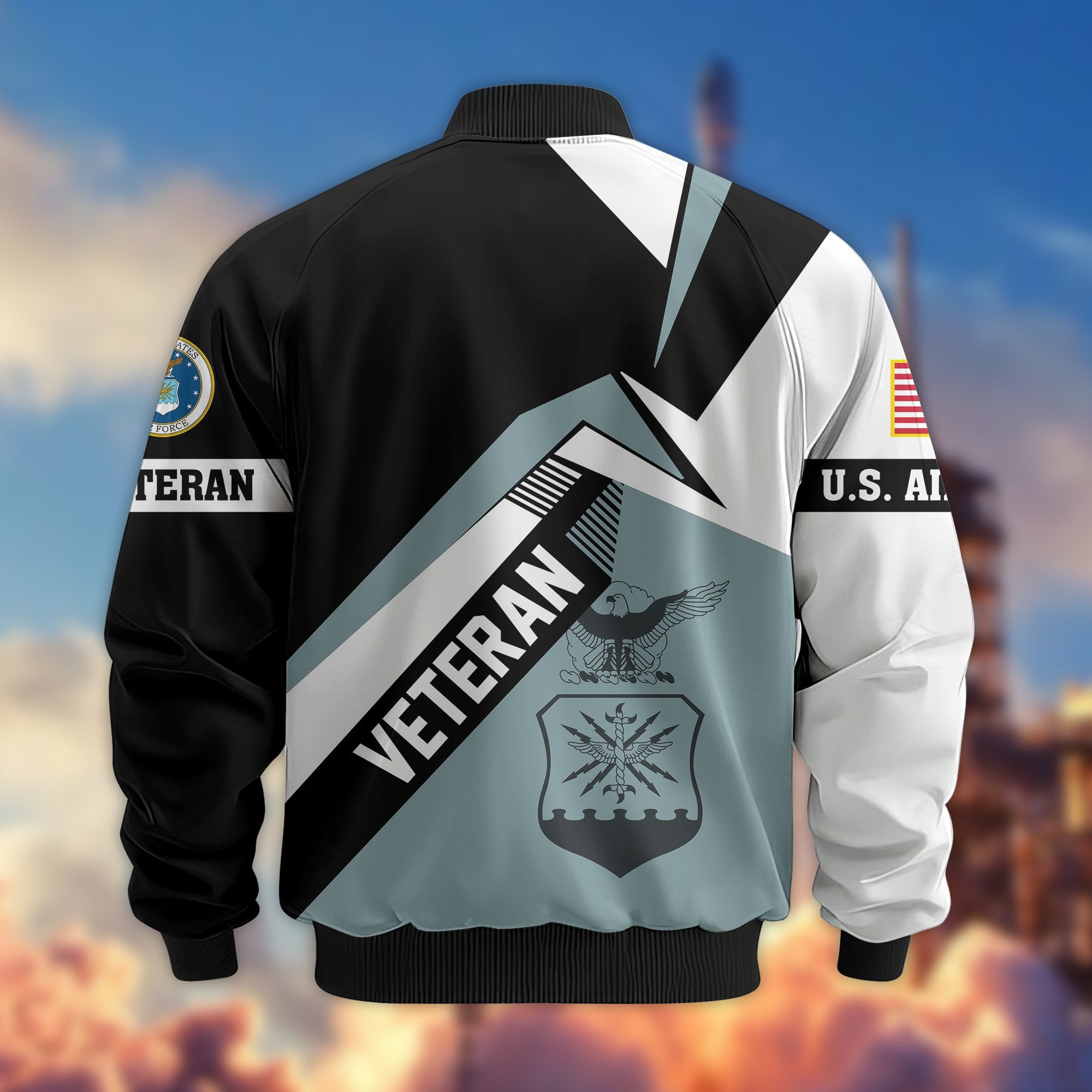 Premium US Veterans Bomber Jacket, Gifts For US Veterans, Gifts On Father's Day, Veterans Day.