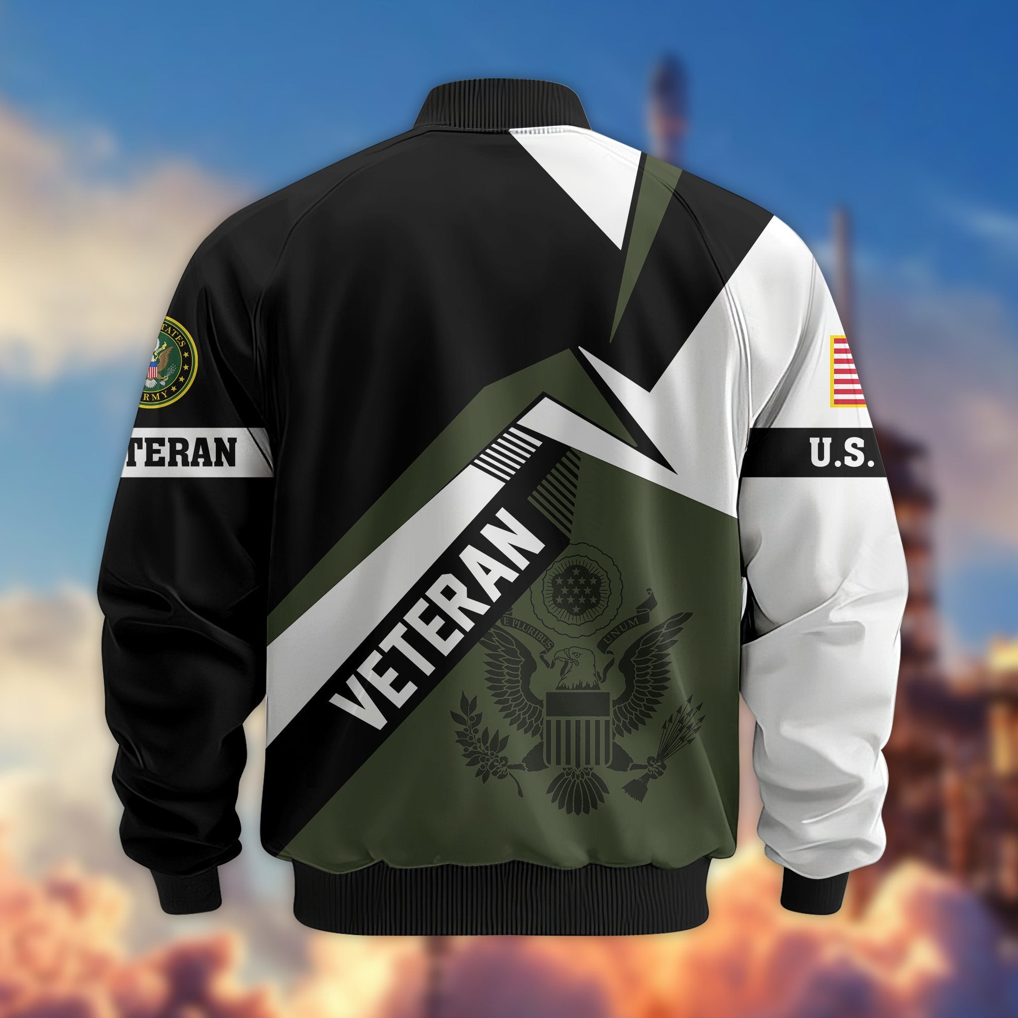 Premium US Veterans Bomber Jacket, Gifts For US Veterans, Gifts On Father's Day, Veterans Day.