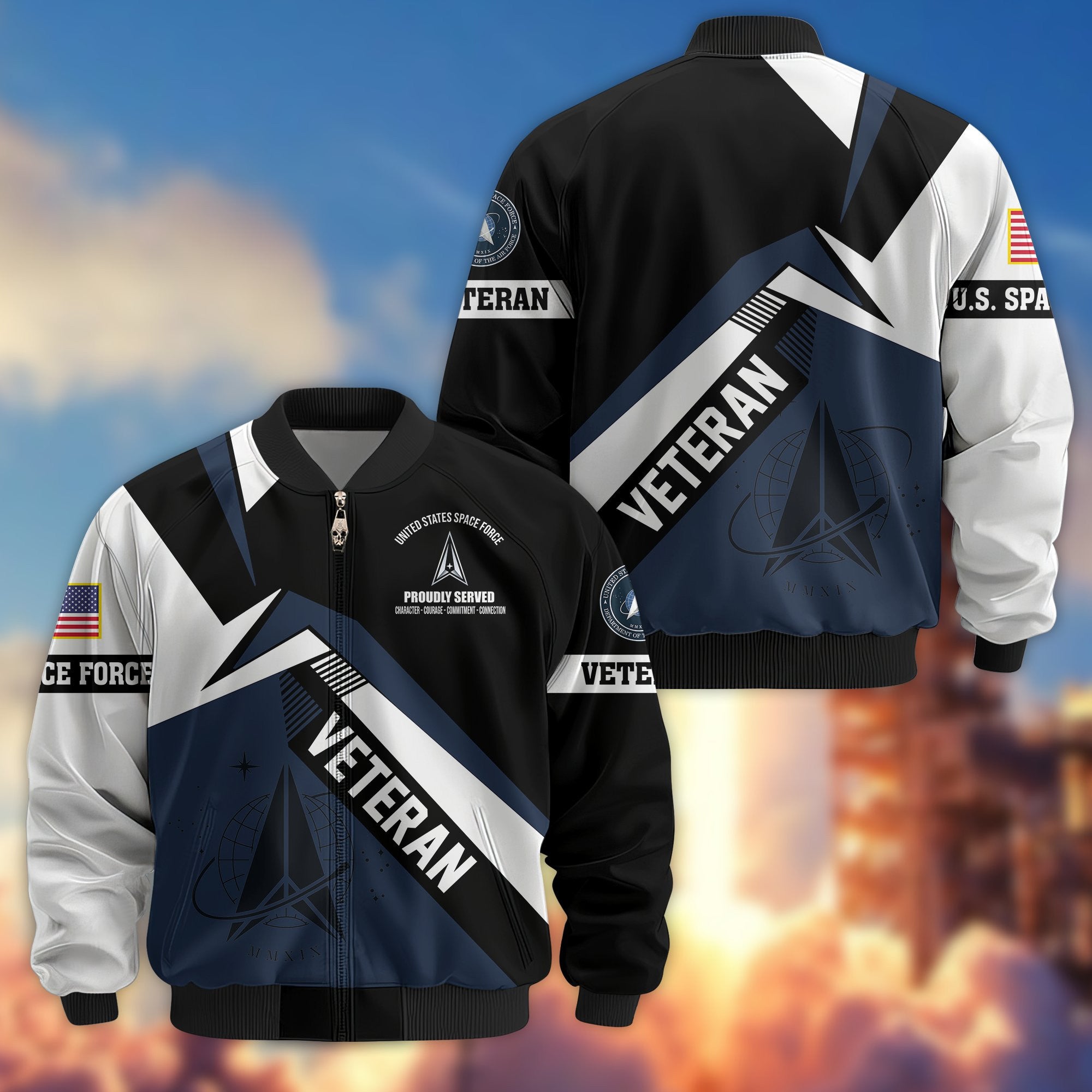 Premium US Veterans Bomber Jacket, Gifts For US Veterans, Gifts On Father's Day, Veterans Day.