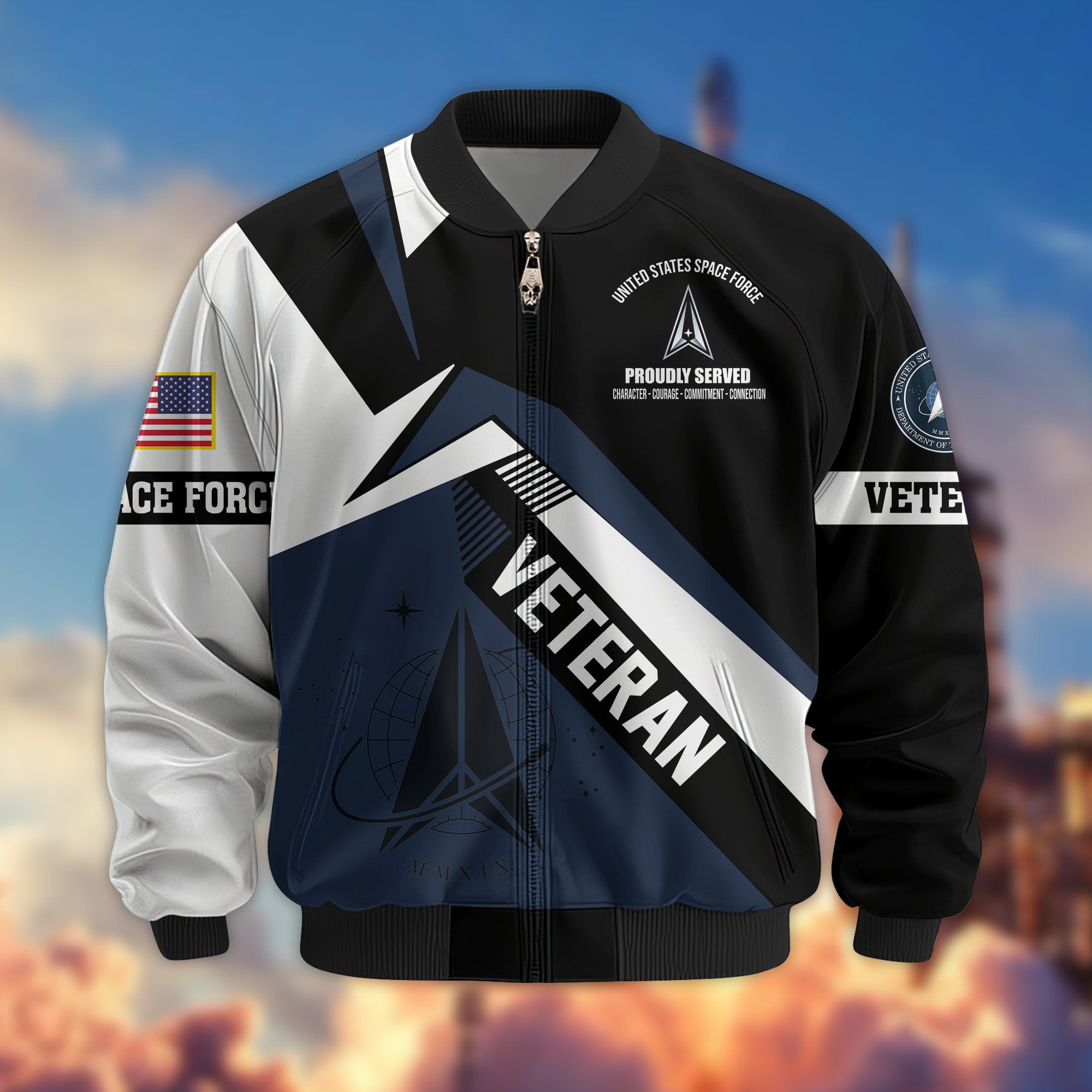 Premium US Veterans Bomber Jacket, Gifts For US Veterans, Gifts On Father's Day, Veterans Day.