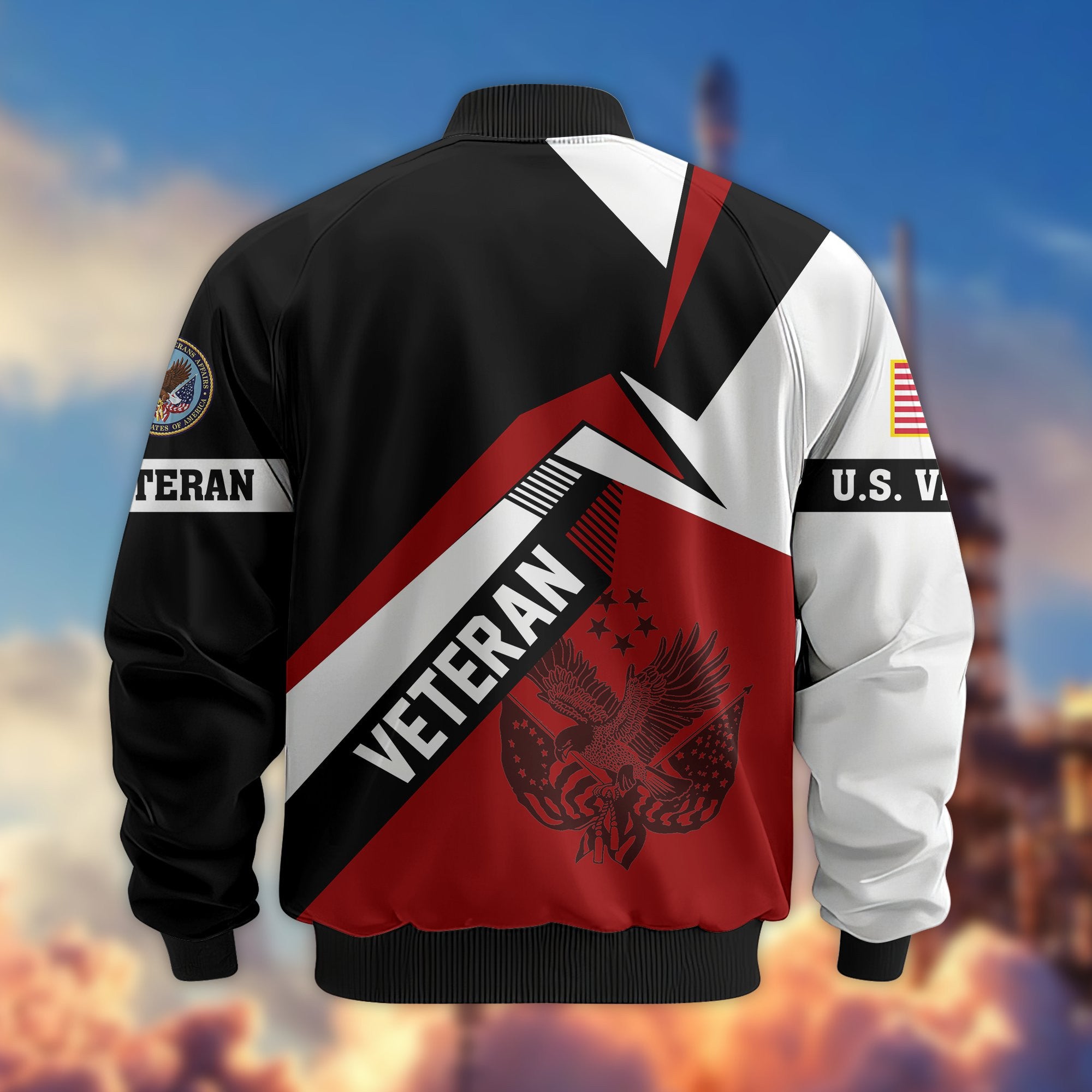 Premium US Veterans Bomber Jacket, Gifts For US Veterans, Gifts On Father's Day, Veterans Day.