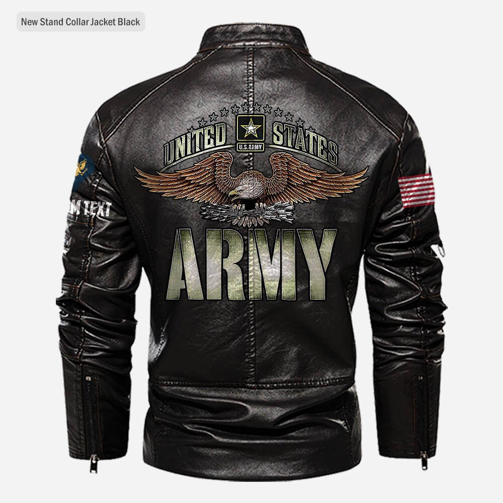 Premium Personalized US Army Veteran Leather Jacket, Gifts For Army Veteran, Gifts On Father's Day, Veterans Day.