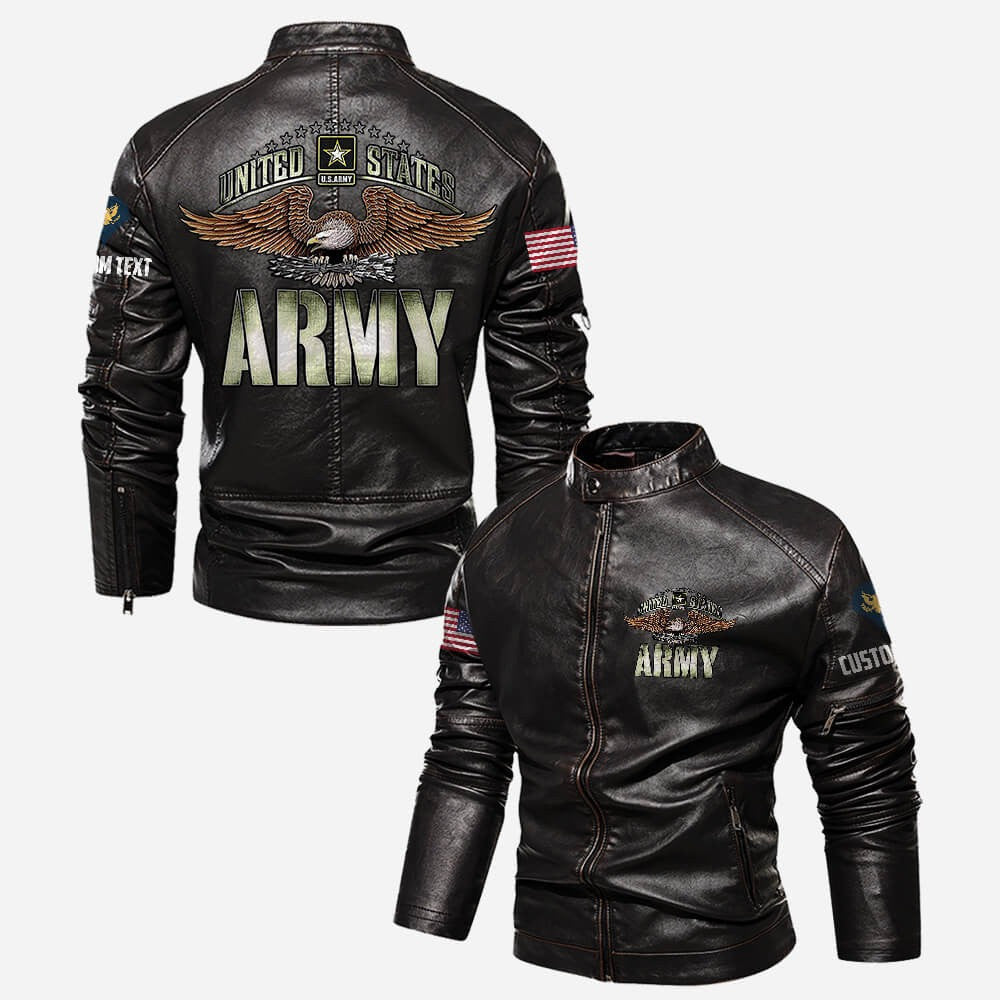 Premium Personalized US Army Veteran Leather Jacket, Gifts For Army Veteran, Gifts On Father's Day, Veterans Day.