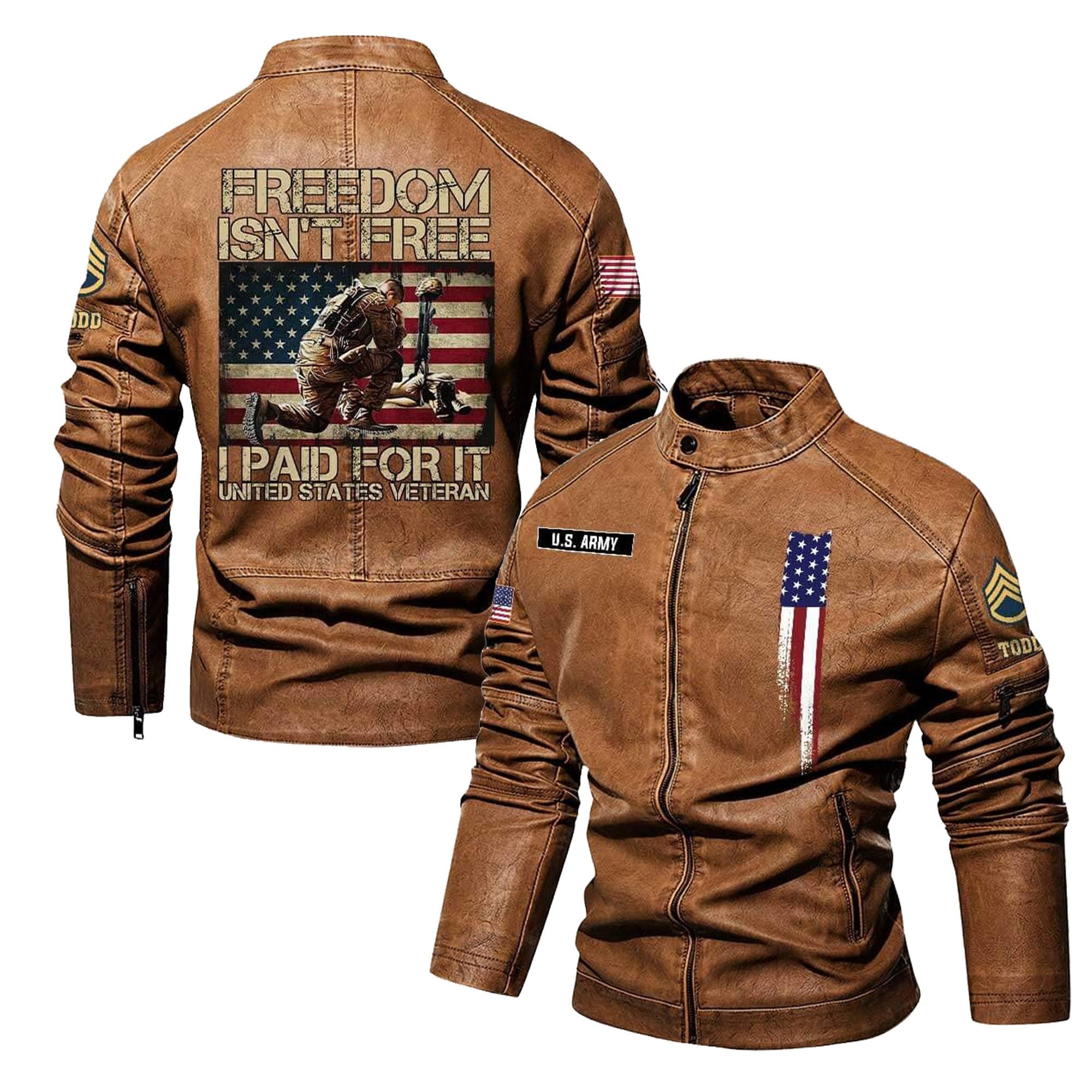 Premium Personalized US Army Veteran Leather Jacket, Gifts For Army Veteran, Gifts On Father's Day, Veterans Day.