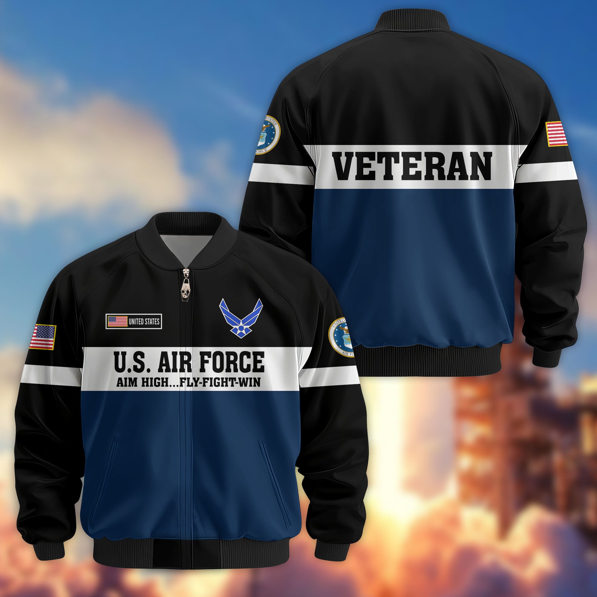Premium US Veterans Bomber Jacket, Gifts For US Veterans, Gifts On Father's Day, Veterans Day.
